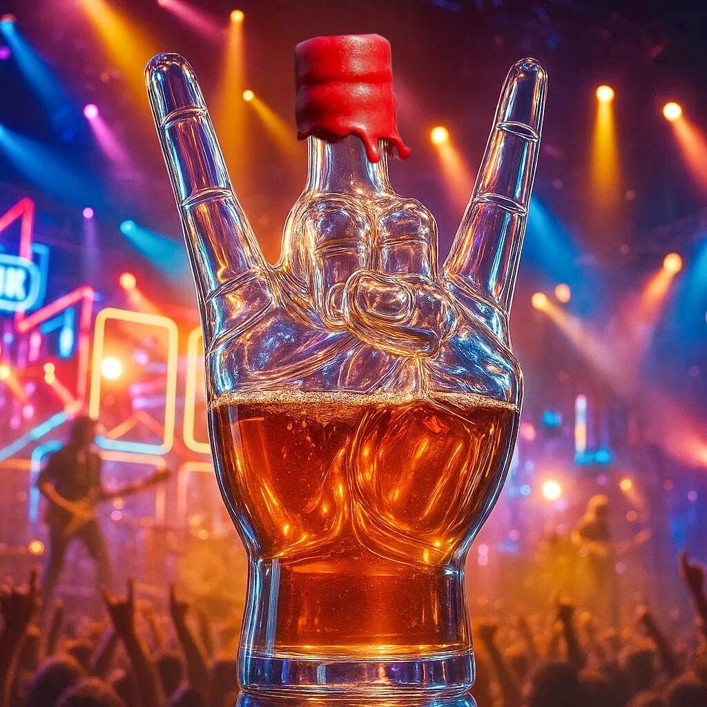 Rock On Devil Horns Whiskey Bottle