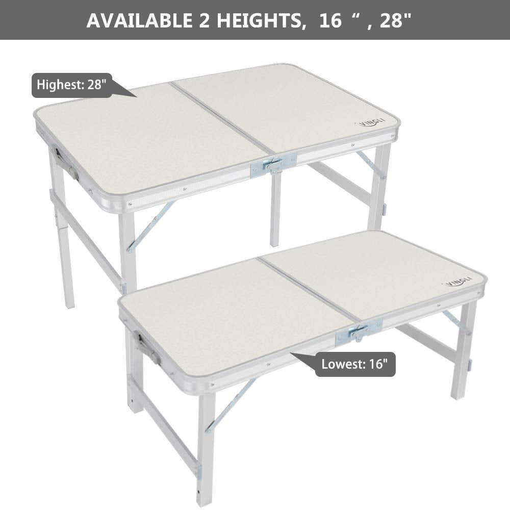 3FT Portable Small Folding Camping Table Adjustable Height Aluminum Table