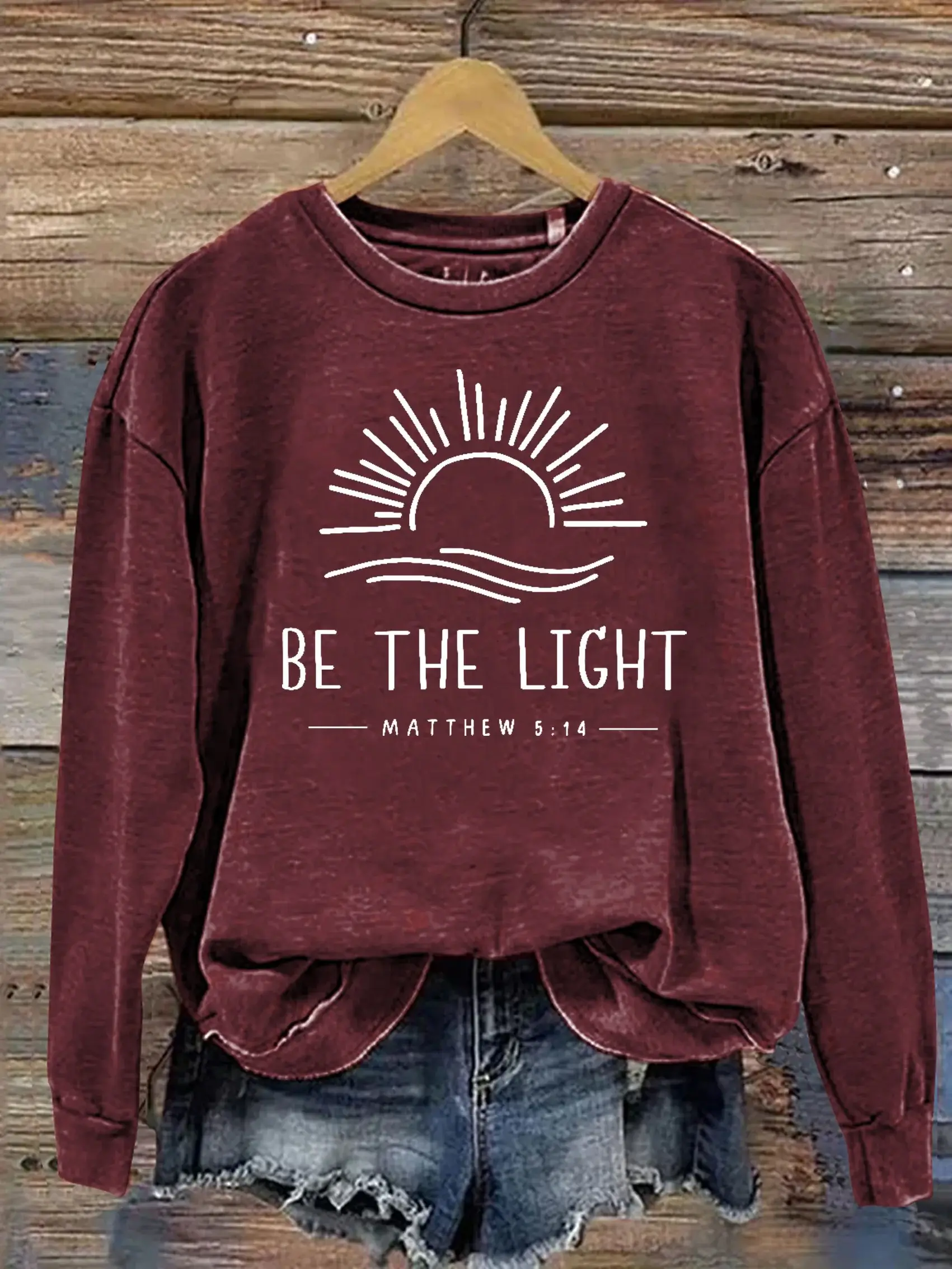 Unisex Women's Men's Be The Light Mathew 5:14 Verse Religious Faith Outfit Church Christian Print Casual Hoodie