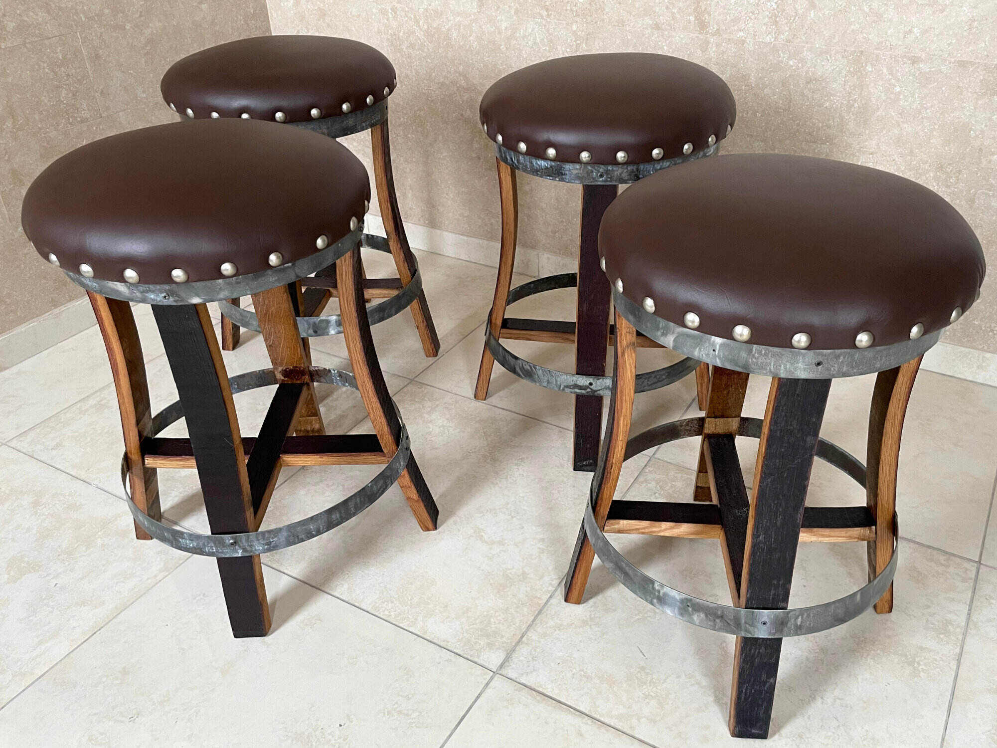 BARREL STAVE BAR STOOL