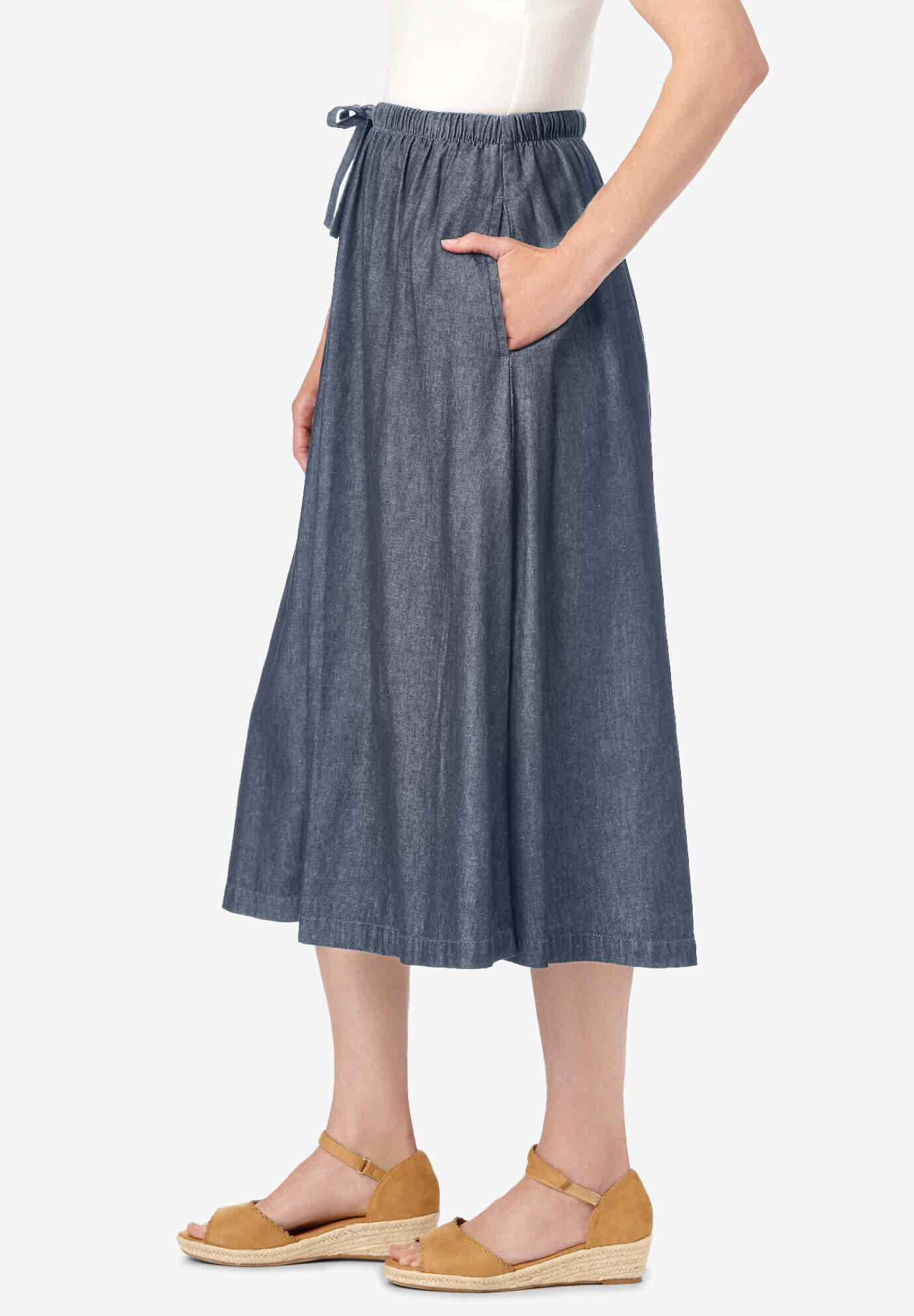 Drawstring Denim Skirt