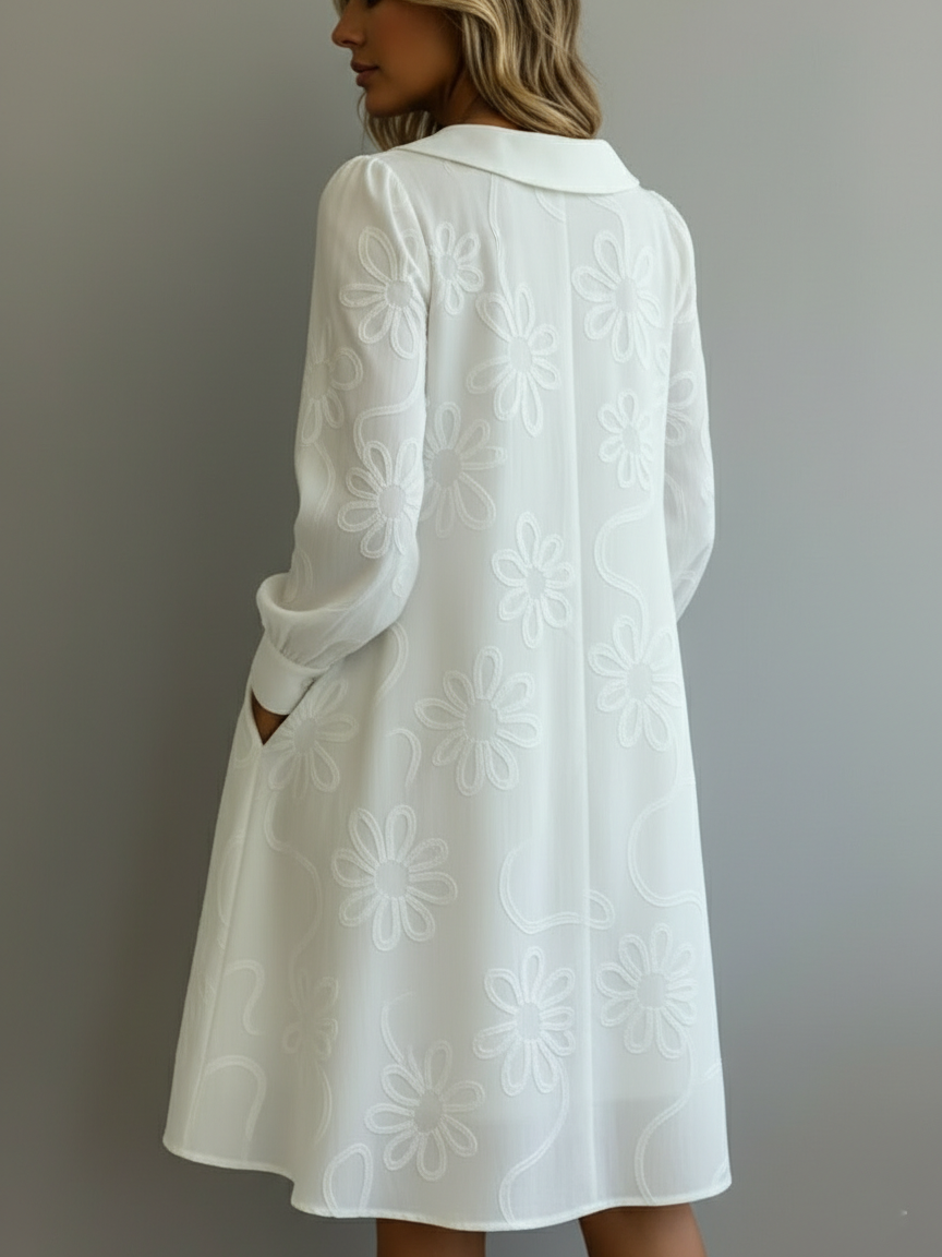 🔥Summer Arrivals🌟Vintage Peter Pan Collar Embroidered Floral Dress