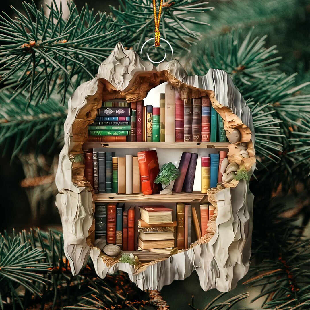 Bookshelf Christmas Ornament