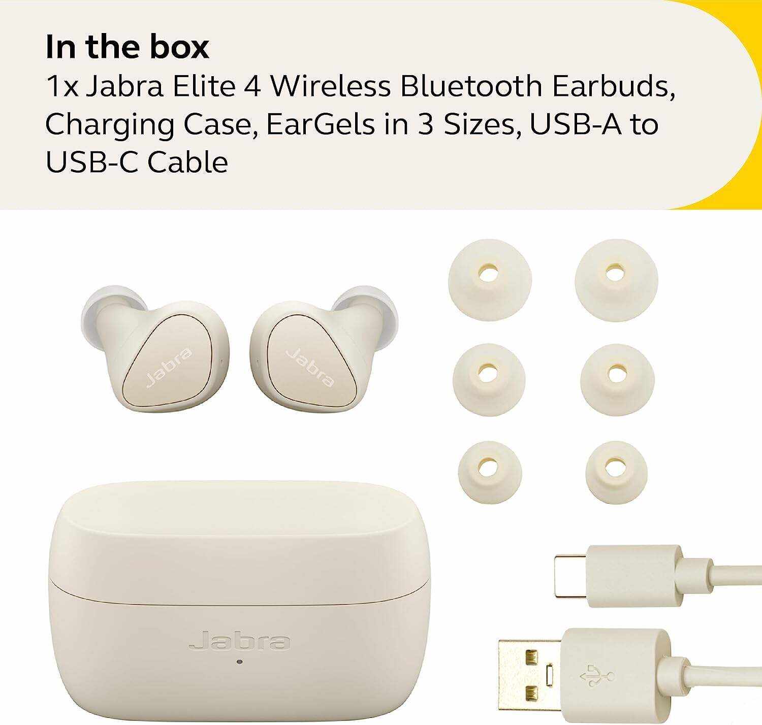 Jabra Elite 10 True Wireless Earbuds – Advanced Active Noise Cancelling Earbuds with Next-Level Dolby Atmos Surround Sound –All-Day Comfort, Multipoint Bluetooth, Wireless Charging – Cream