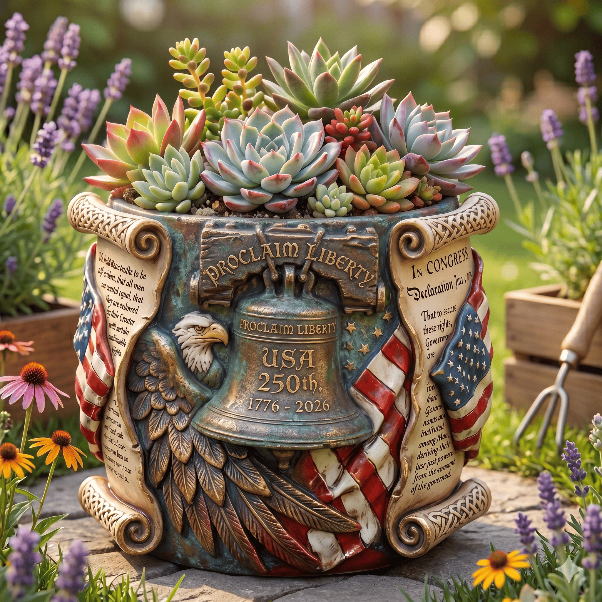 🎁USA 250th Anniversary Liberty Bell Limited Edition Succulent Planter 🌵