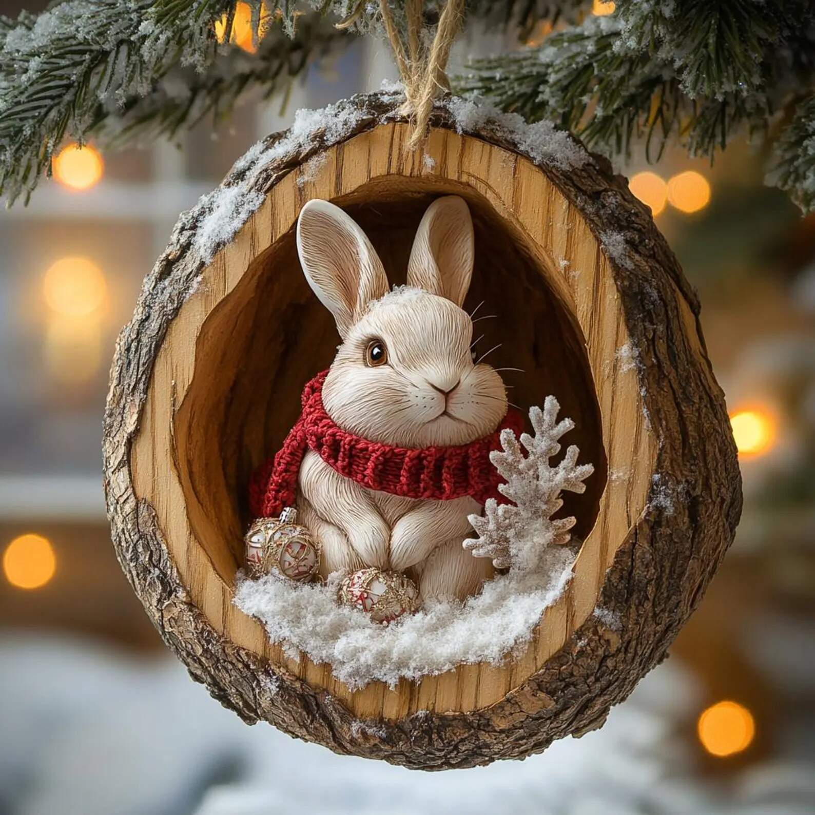 Woodland Winter Bunny Ornament