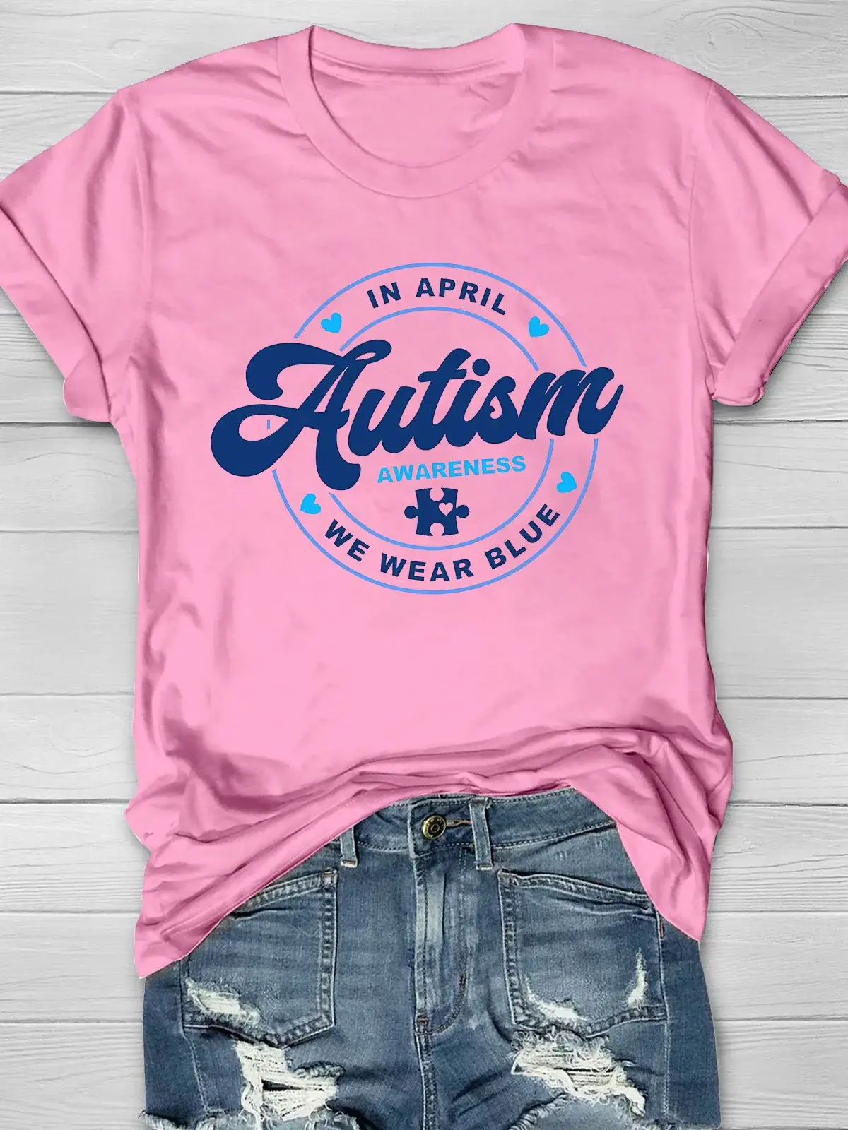 Wear Blue for Autism Awareness Printing T-shirt