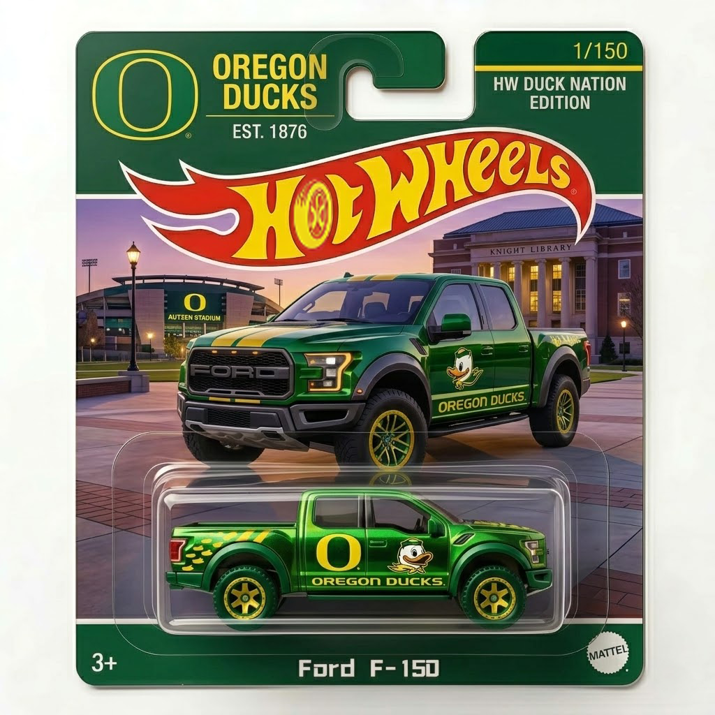 Hot Wheels Ford F-150 Oregon Ducks Edition