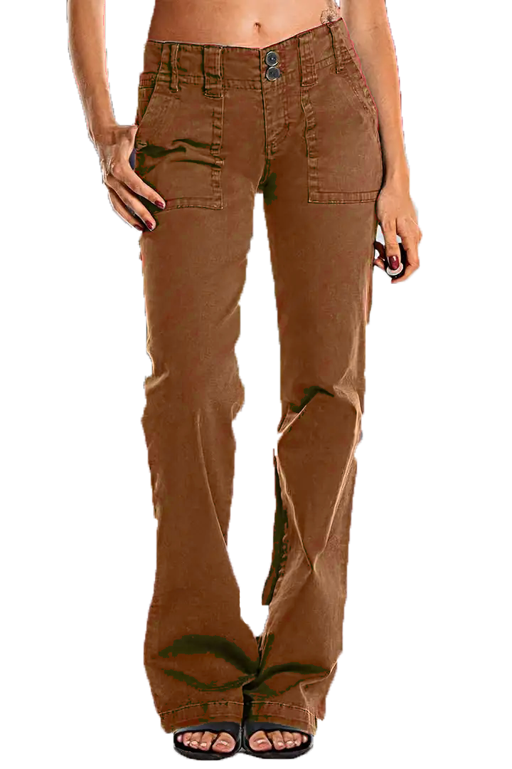 🔥Double Button Mid Waist Straight Leg Pants