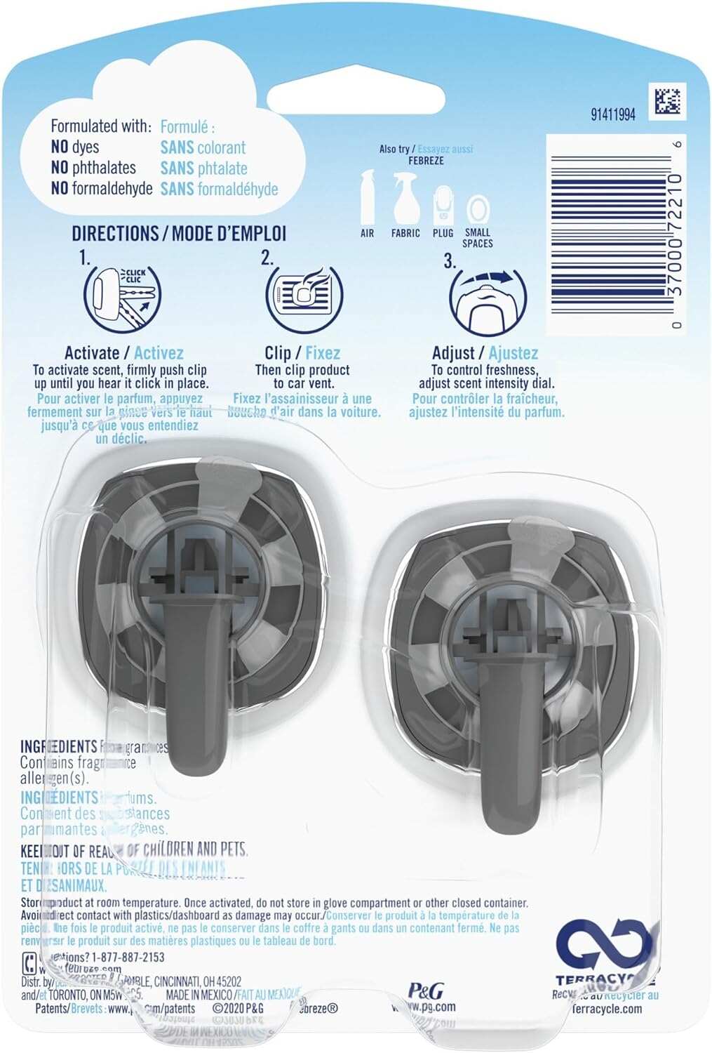 Febreze Car Air Fresheners, New Car Scent, Odor Eliminator for Strong Odors Car Vent Clips (2 Count)
