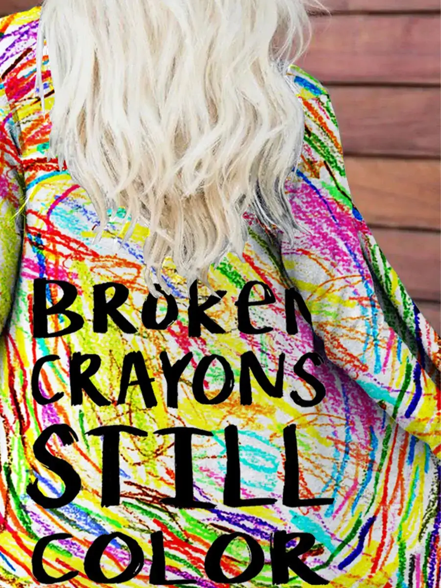 Mental Health Awareness Broken Crayons Still Color Encourage Print Casual Sweatshirt