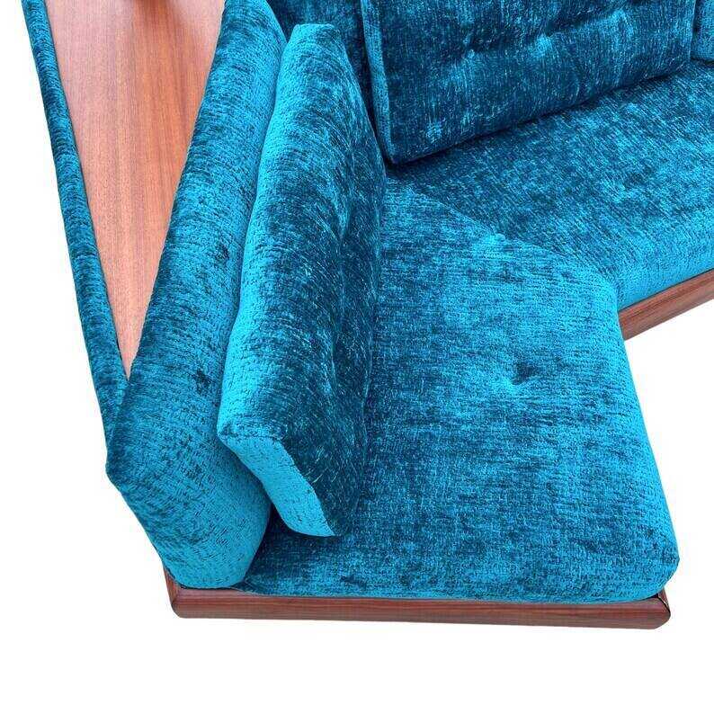 Vintage Re-Upholstered Mid-Century Boomerang Sofa Craft Associates Teal