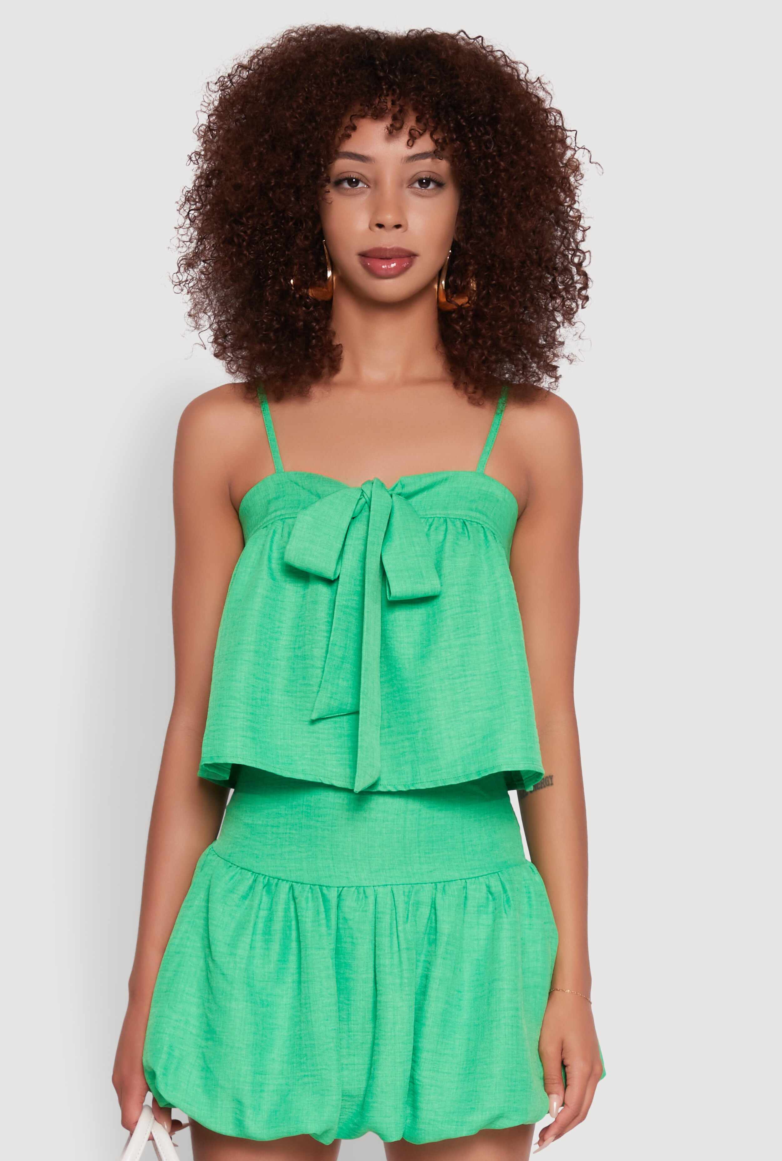 Trendy Square Neck Sleeveless Cropped Tie Front Top