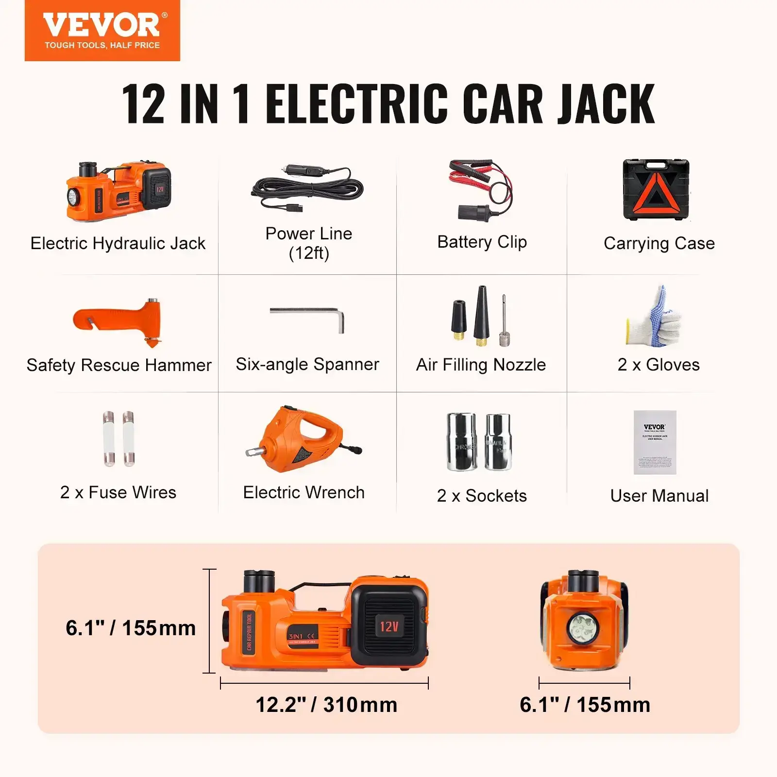 Electric Car Jack Set, TikTokShopBlackFriday, Max 5 Ton/11023 LBS Hydraulic Jack/Scissor Jack  with Electric Impact Wrench, Built-in Inflatable Pump and LED Light, Portable Car Lift for SUV MPV Sedan Truck Change Tires Garage Repair