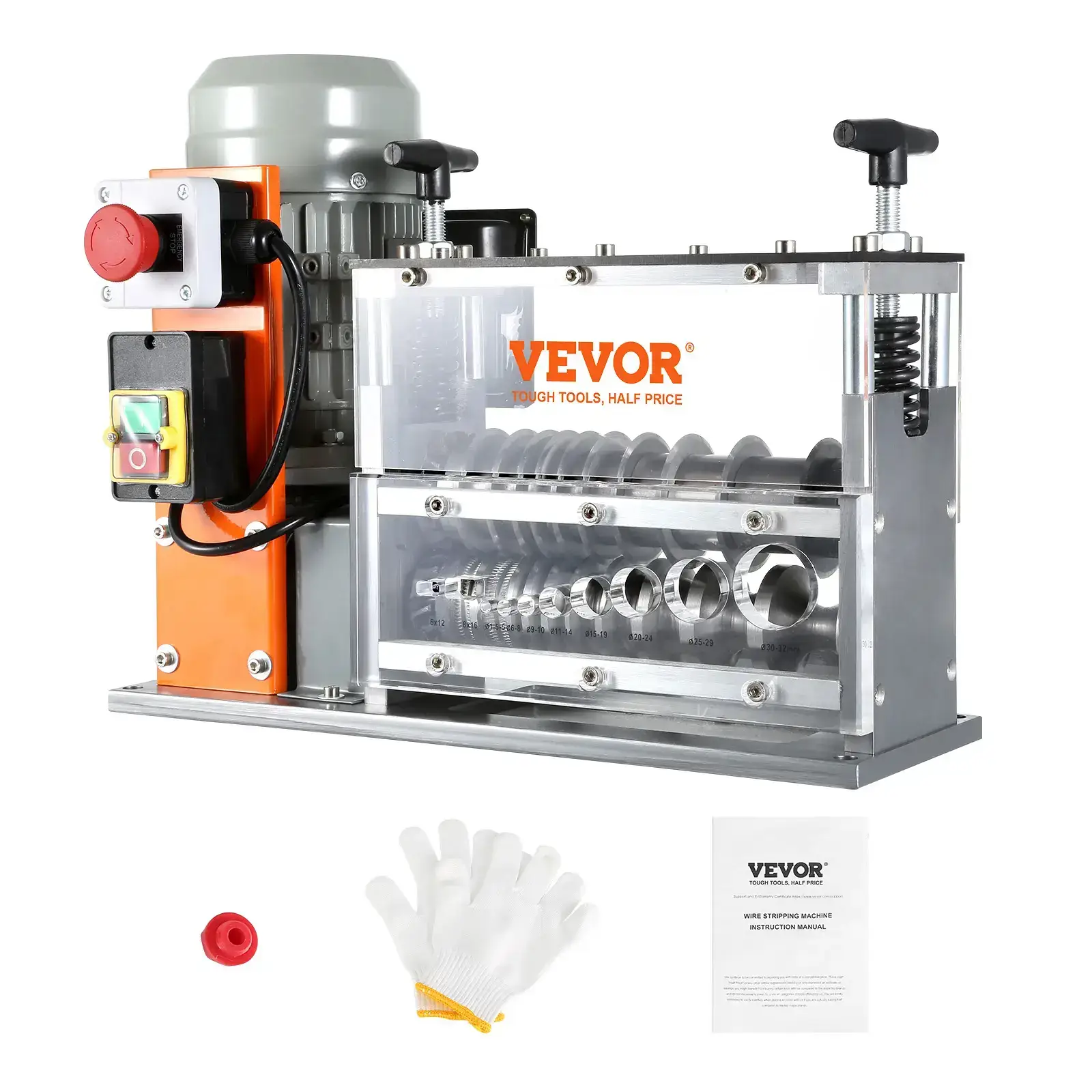 Automatic Wire Stripping Machine,0.06''-1.26'' Electric Motorized Cable Stripper, 750 W, 98 ft/min Wire Peeler with Visible Stripping Depth Reference, 10 Channels for Scrap Copper Recycling Heavy Duty Tool
