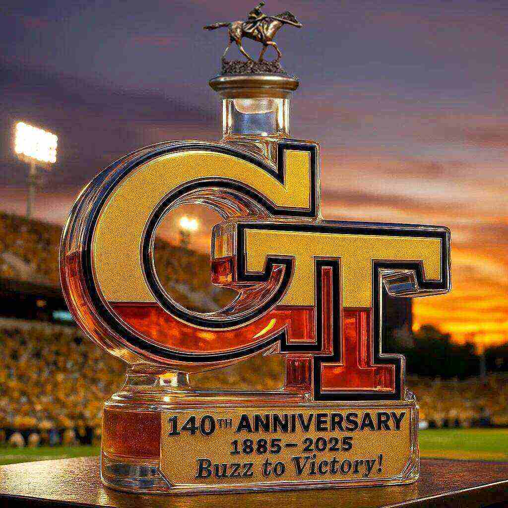 Georgia Tech Yellow Jackets 140th Anniversary Whiskey Bottle