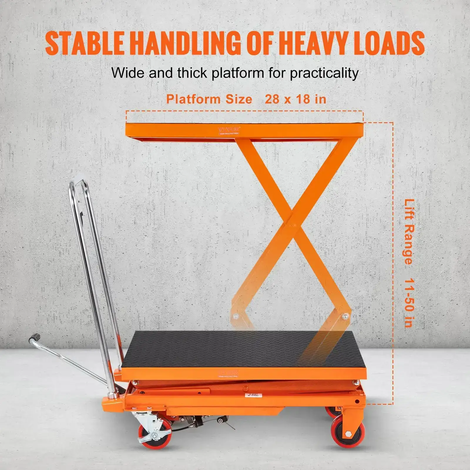 Hydraulic Lift Table Cart 330lbs Capacity 50