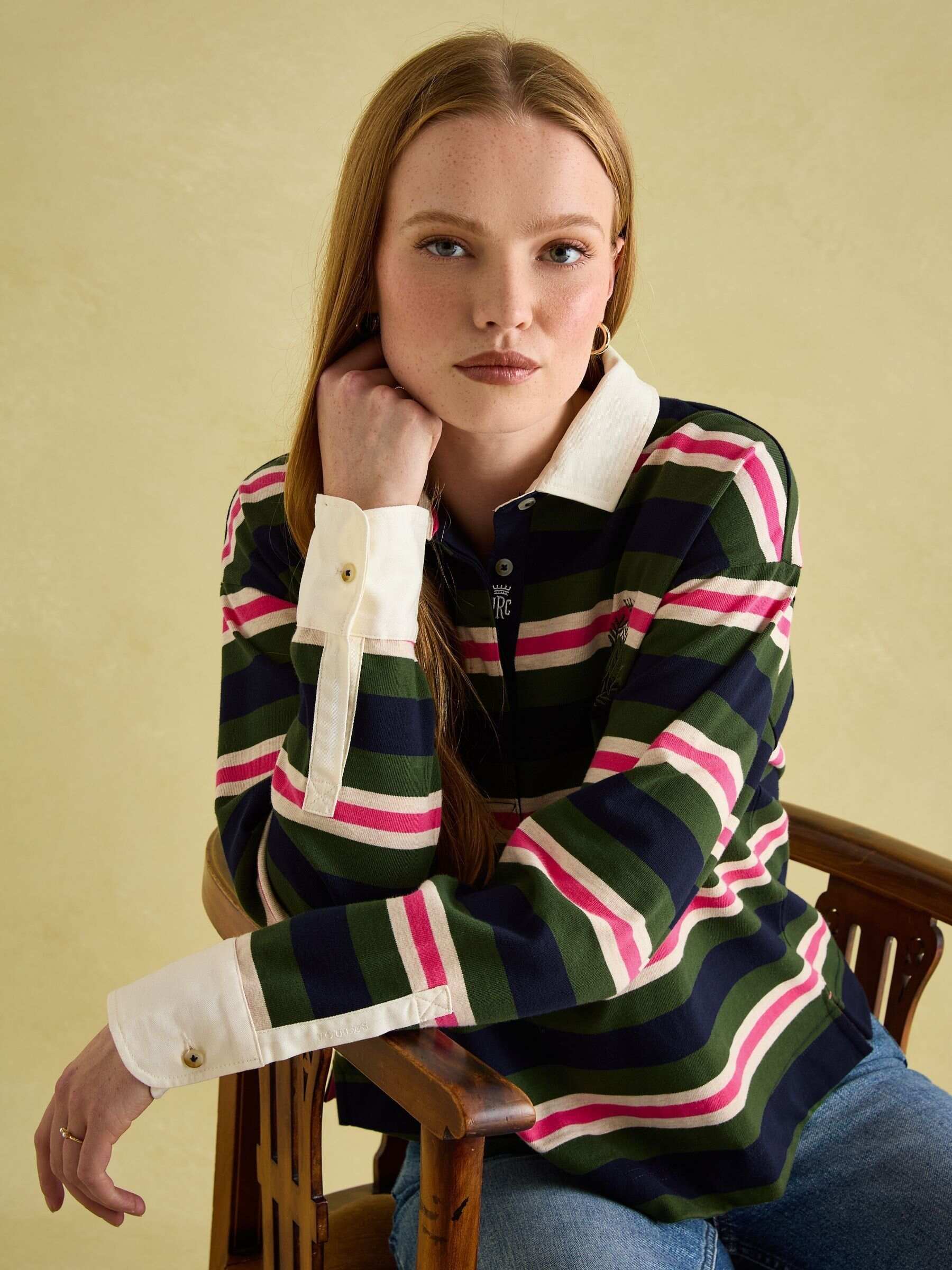 Lara Green/Pink Boxy Fit Rugby Shirt