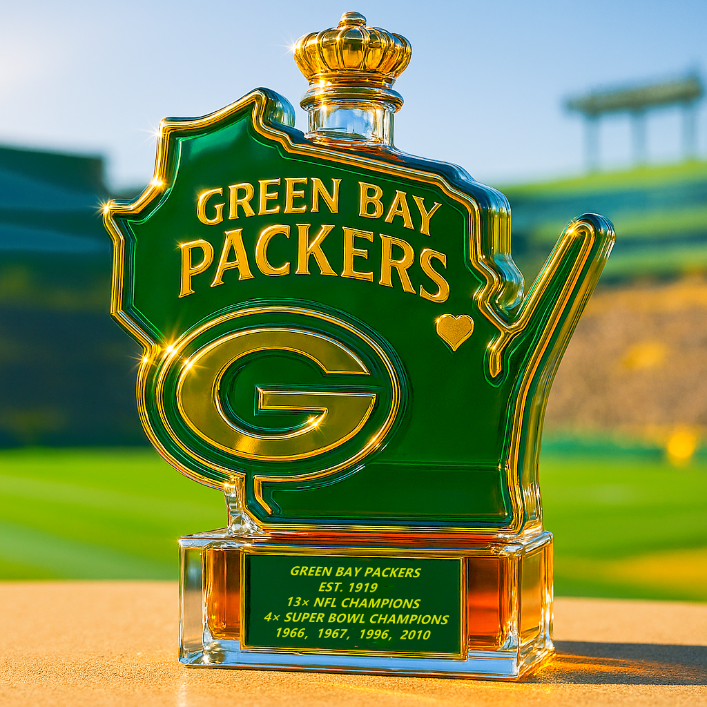 Green Bay Packers State Map Whiskey Bottle