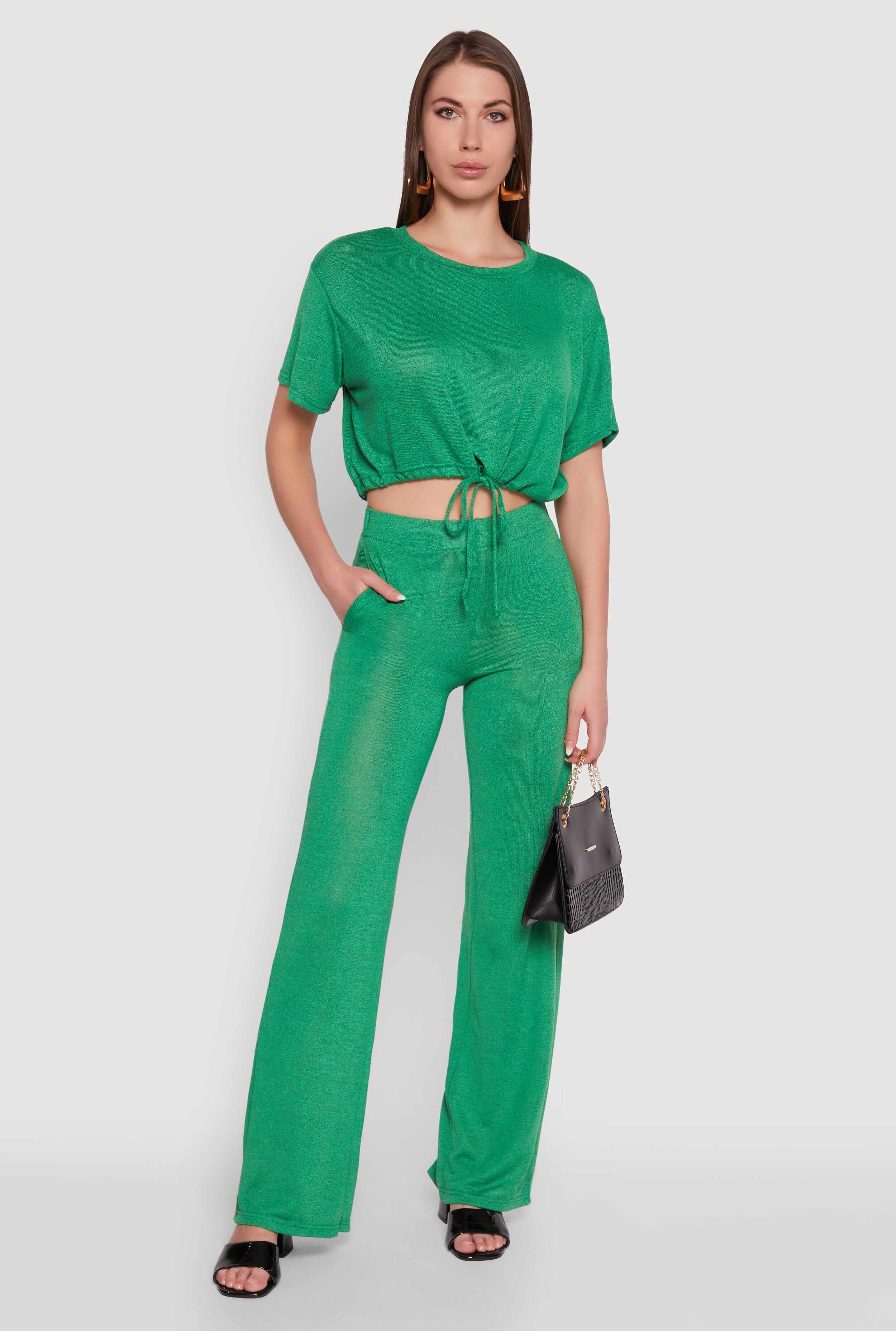 Daisy Drawstring Hem Crew Neck Cropped Tee