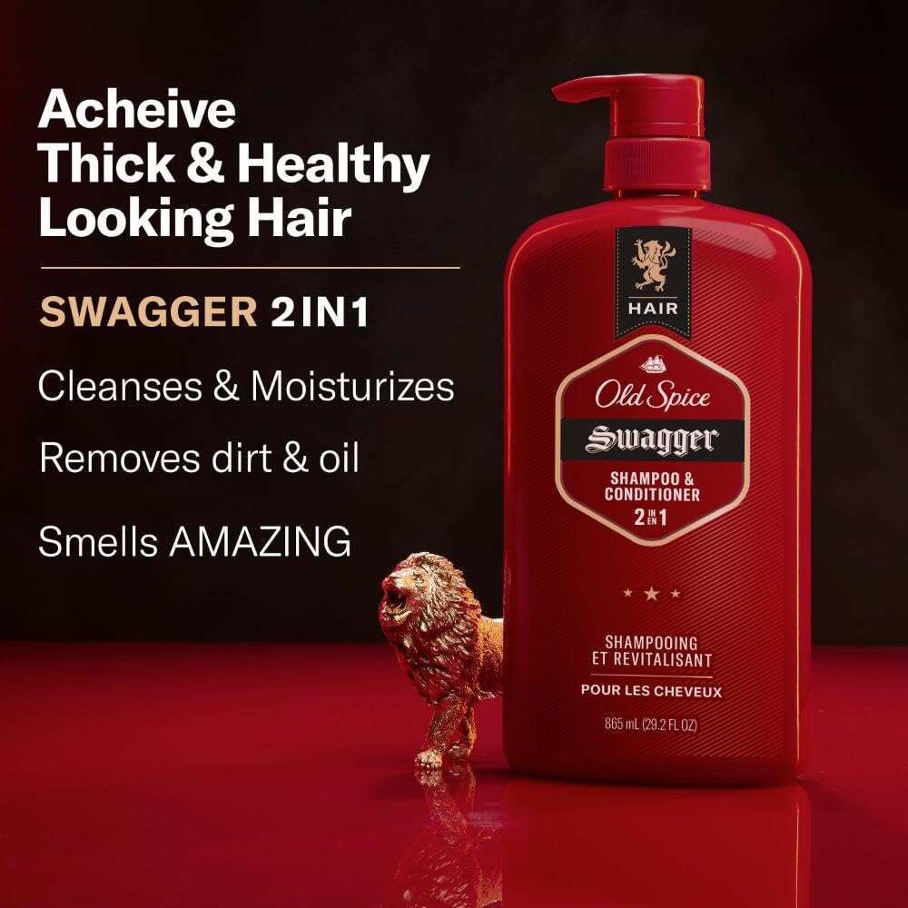 Old Spice Men's 2-in-1 Shampoo and Conditioner, MambaKing, Twin Pack, 43.8 Fl Oz