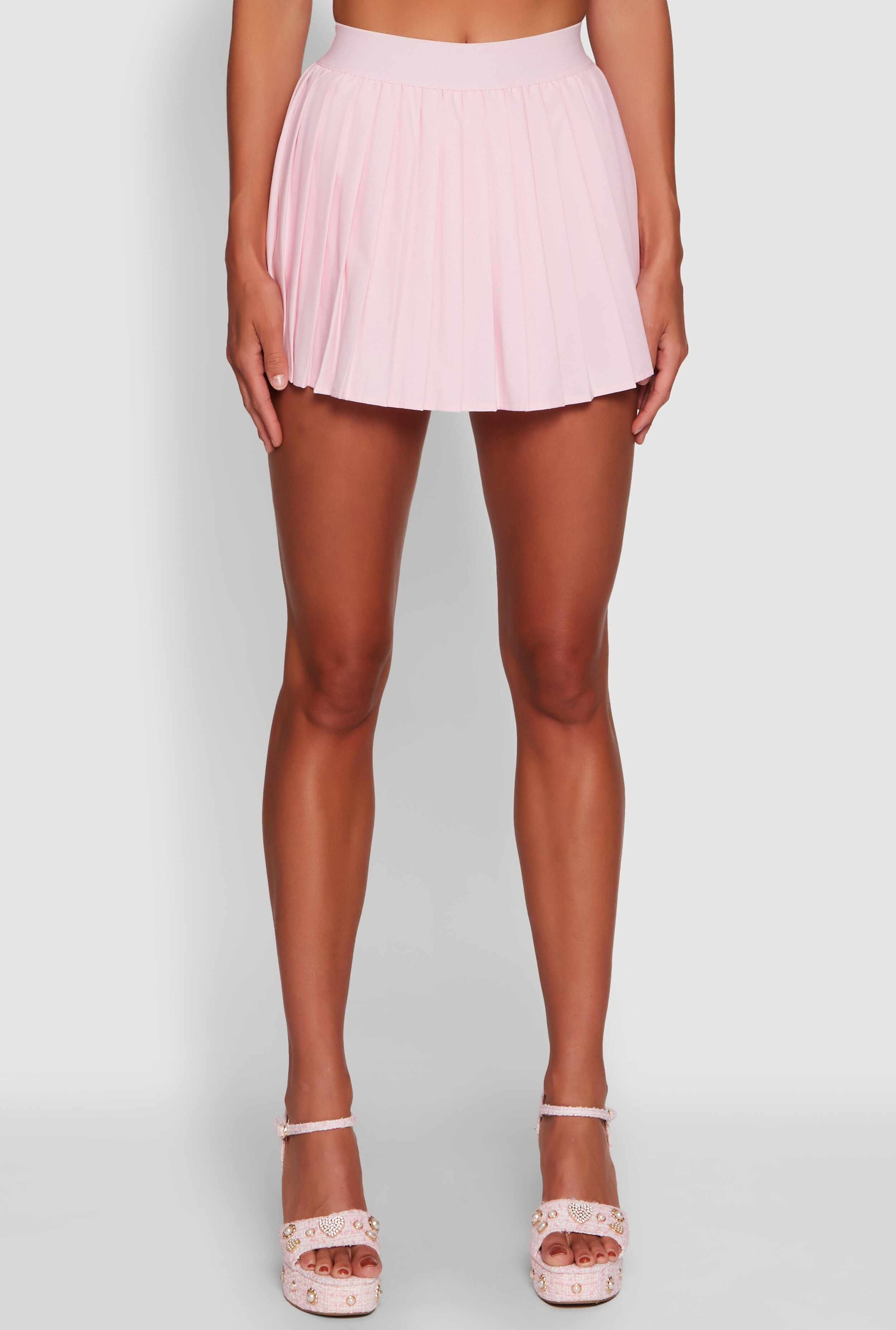 Trendy High Waisted Pleated Mini Skirt