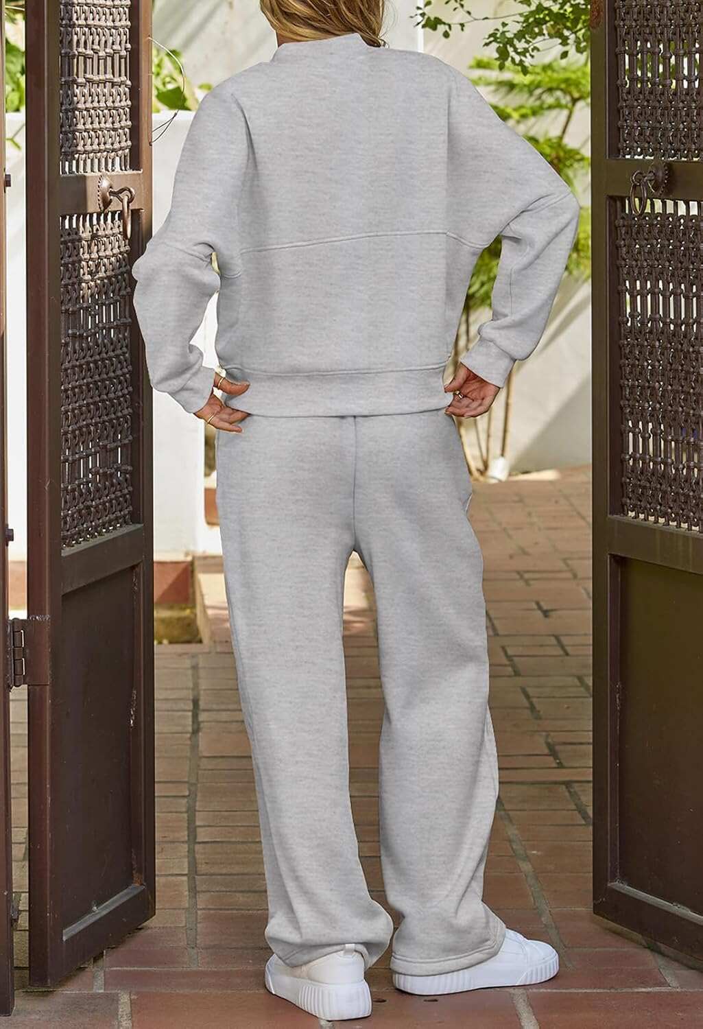 Spring Sale🔥Women's Fall 2 Piece Sweatsuits Set Long Sleeve Zip Up Sweatshirt Wide Leg Sweatpants Lounge Sets