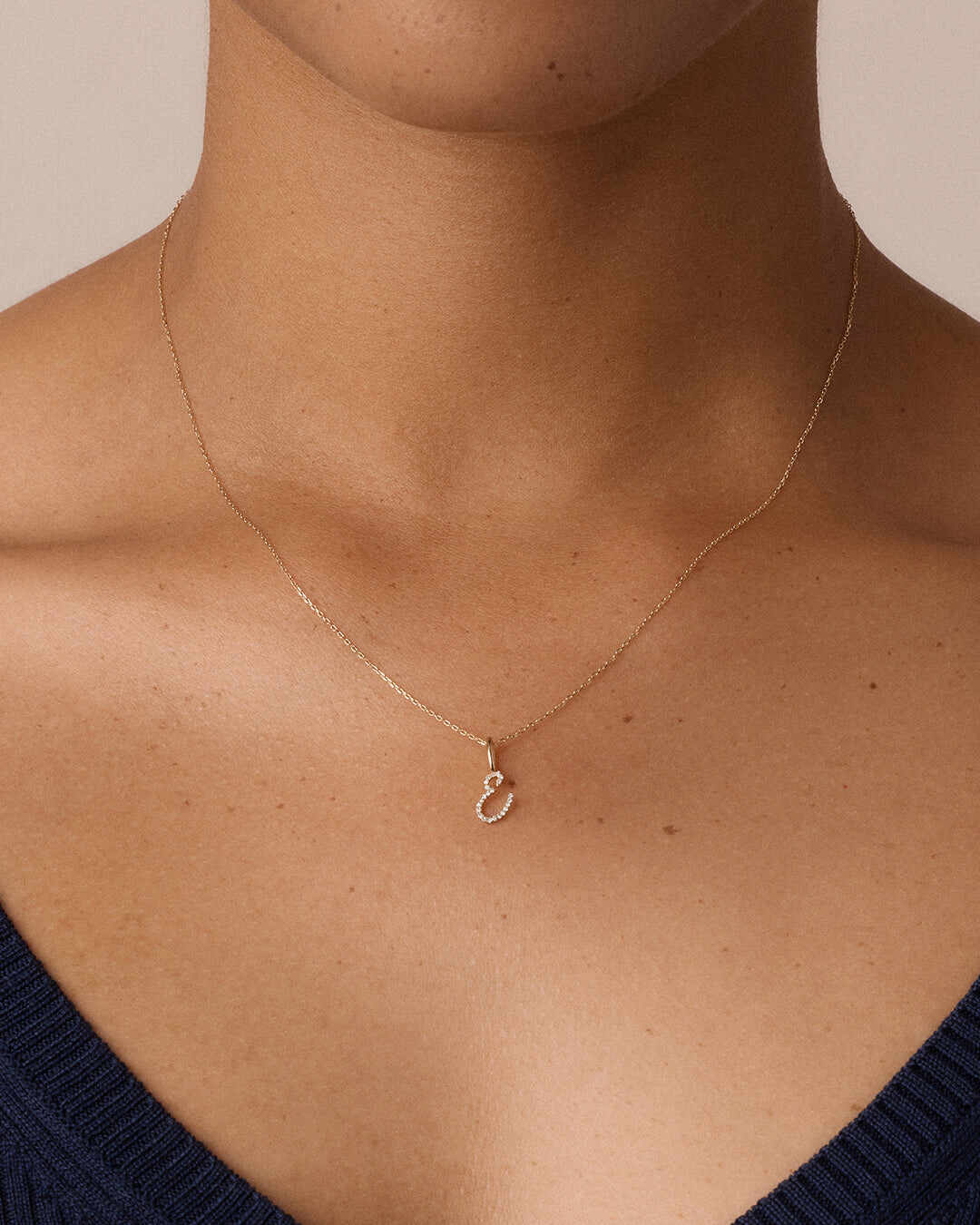 Diamond Script Alphabet Charm Necklace