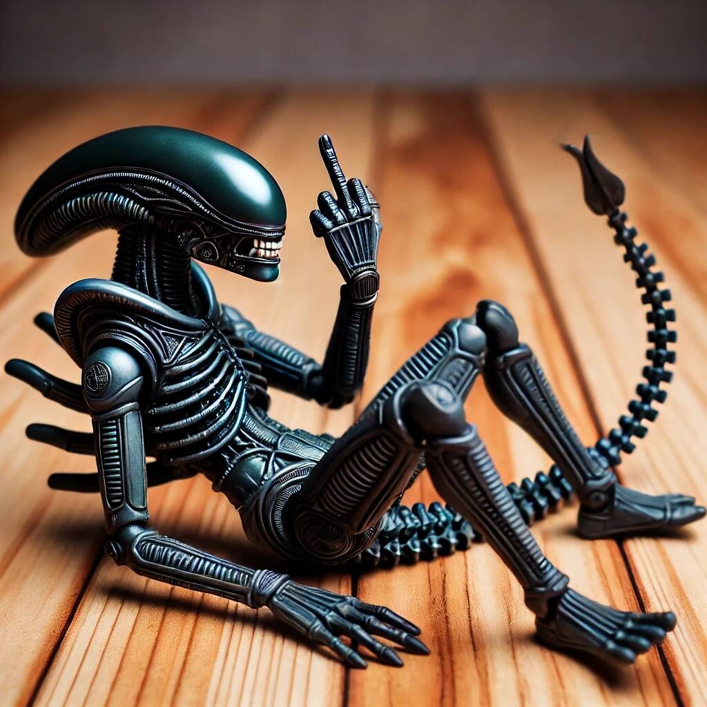 🖕👽Funny Middle Finger Xenomorph Figure