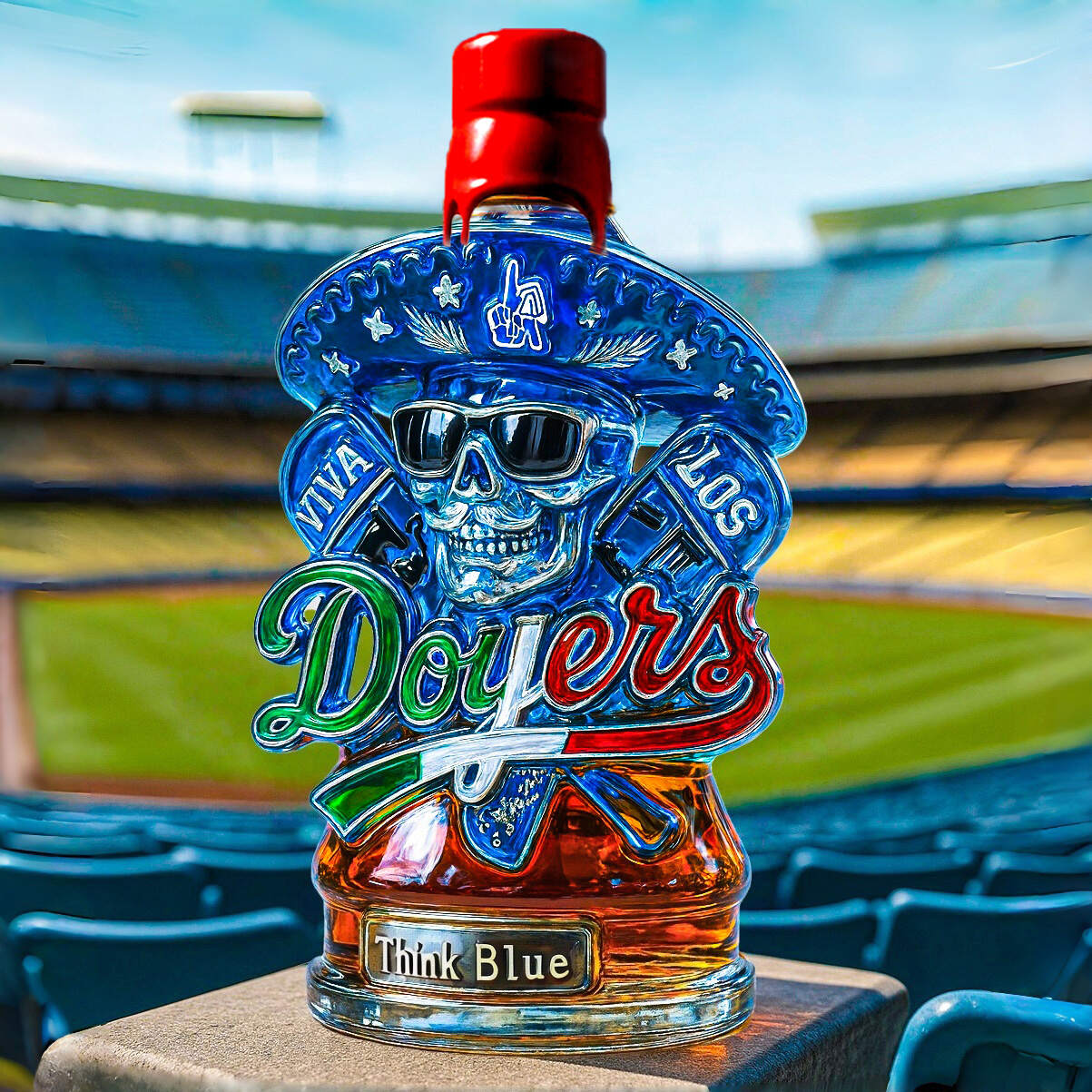 Los Doyers “Think Blue” Collector’s Whiskey Bottle