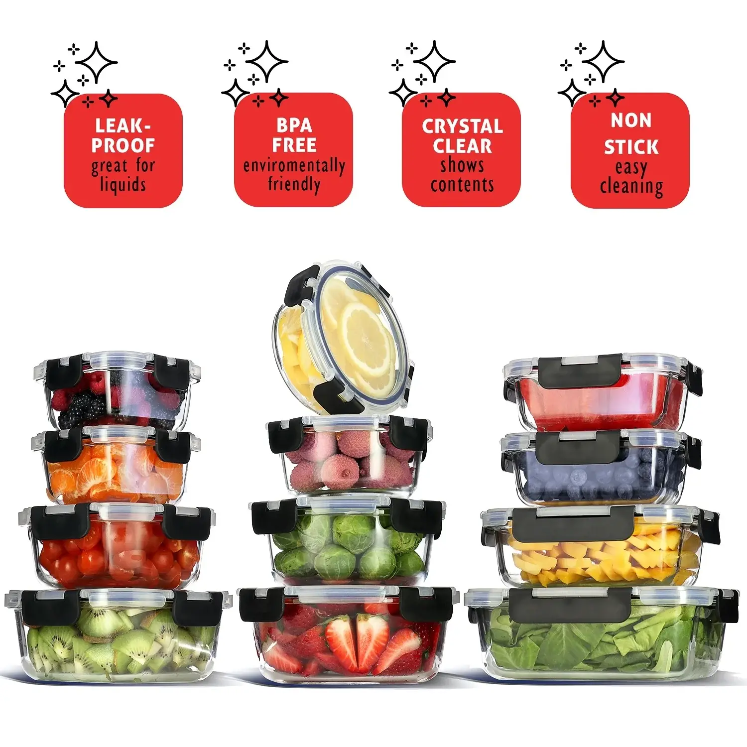 Eatex Glass Food Storage Containers with Lids