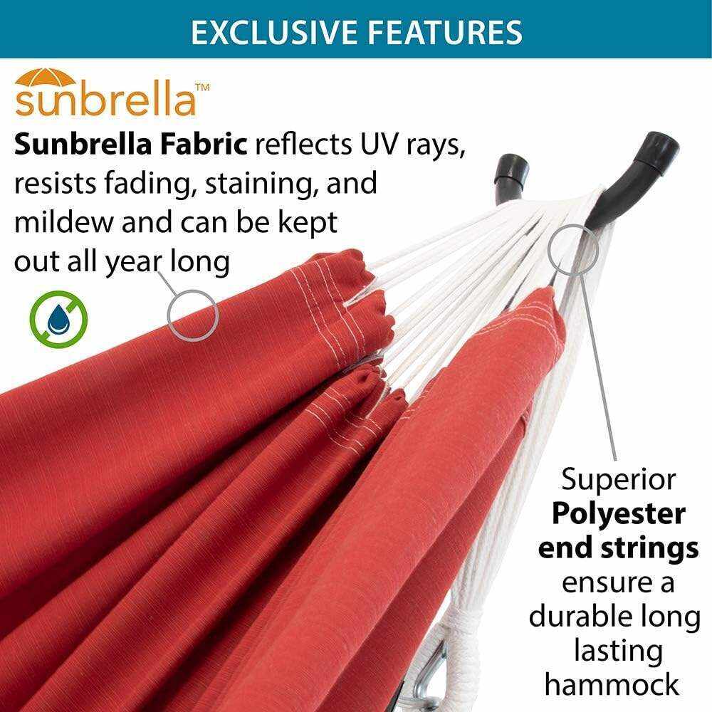 Double Cotton Hammock with Space Saving Steel Stand, Tropical (450 lb Capacity - Premium Carry Bag Included)