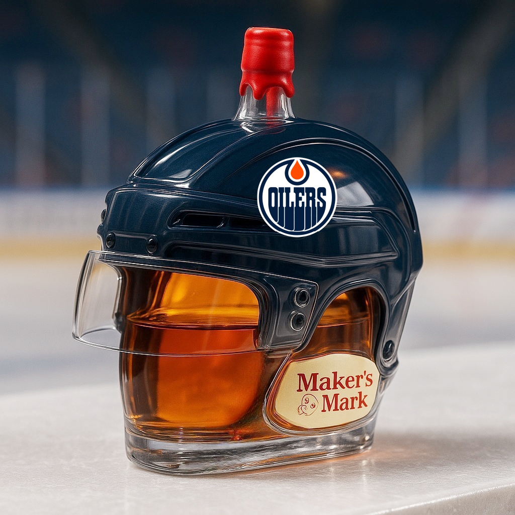 Edmonton Oilers Helmet Whiskey Bottle