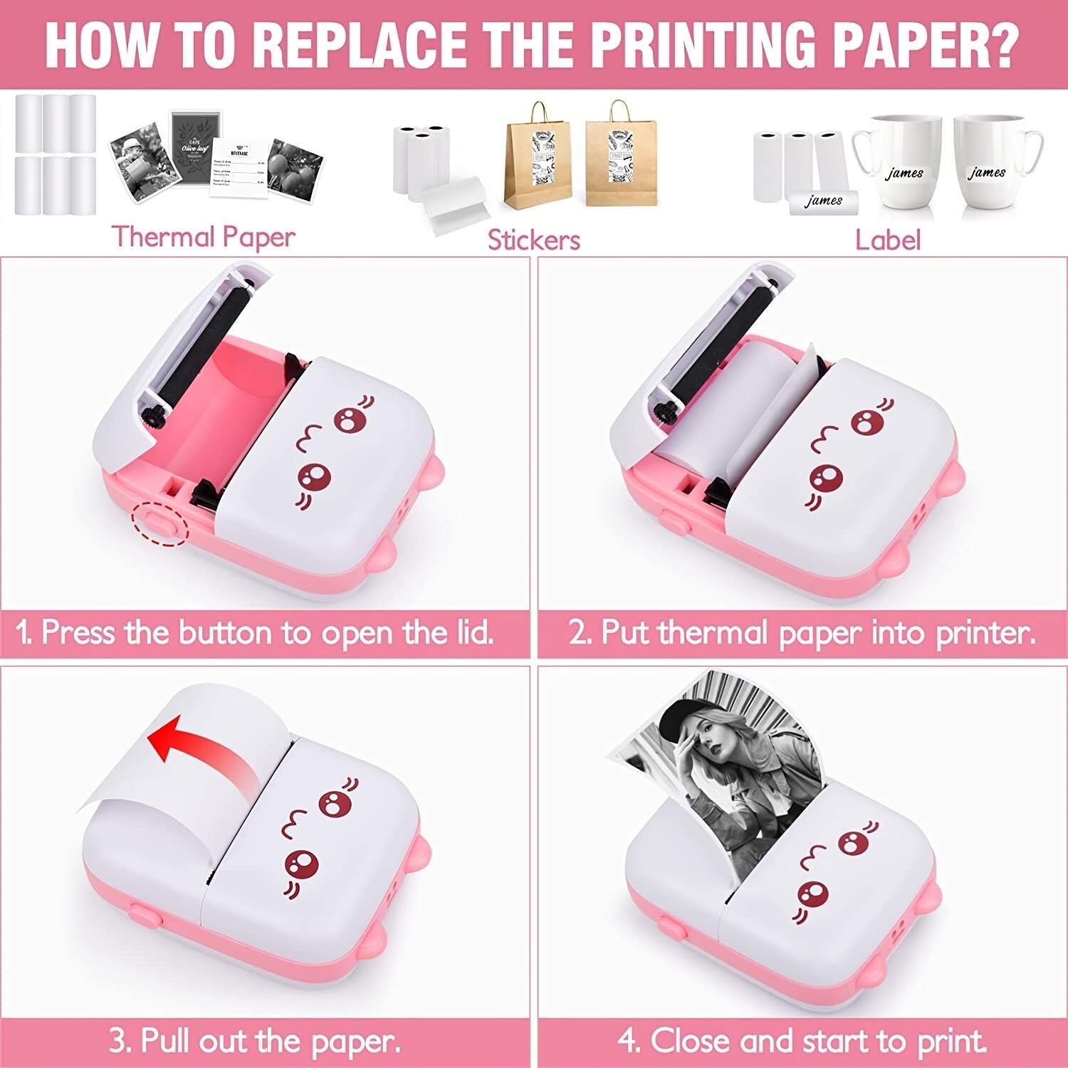 Portable Printer, Mini Pocket Wireless Thermal Printers