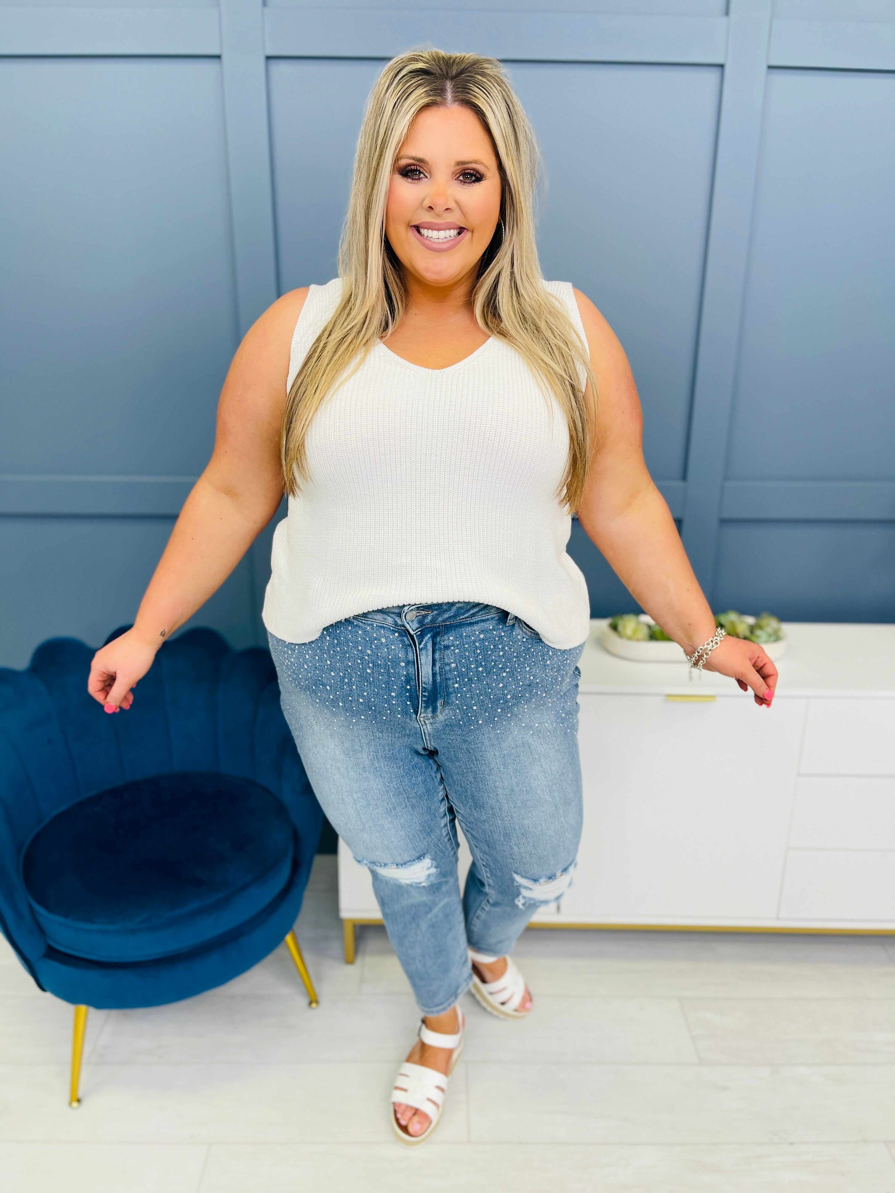 REG/CURVY Shine Bright Like a Diamond Rhinestone Straight Jeans