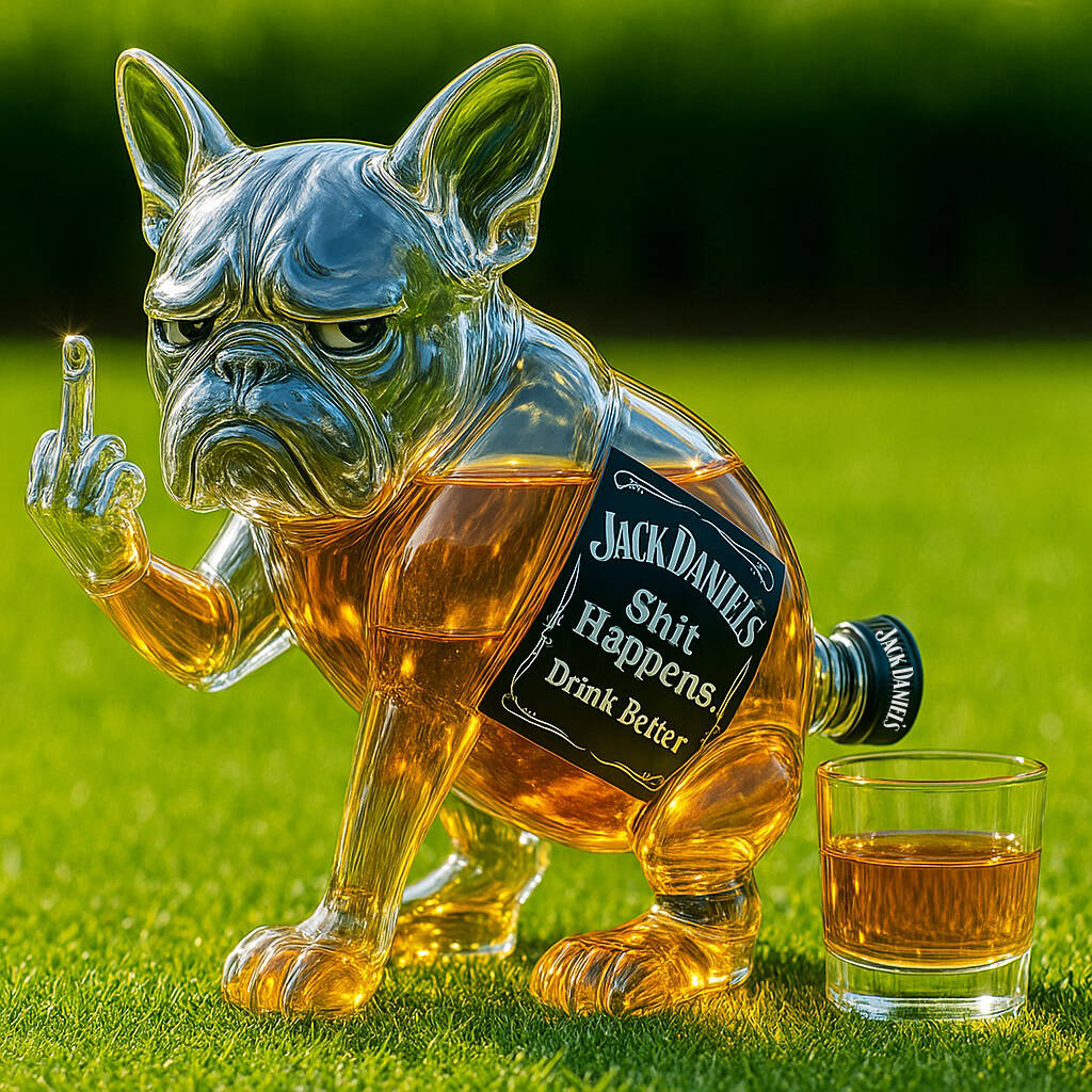 Funny French Bulldog Pooping Whiskey Bottle