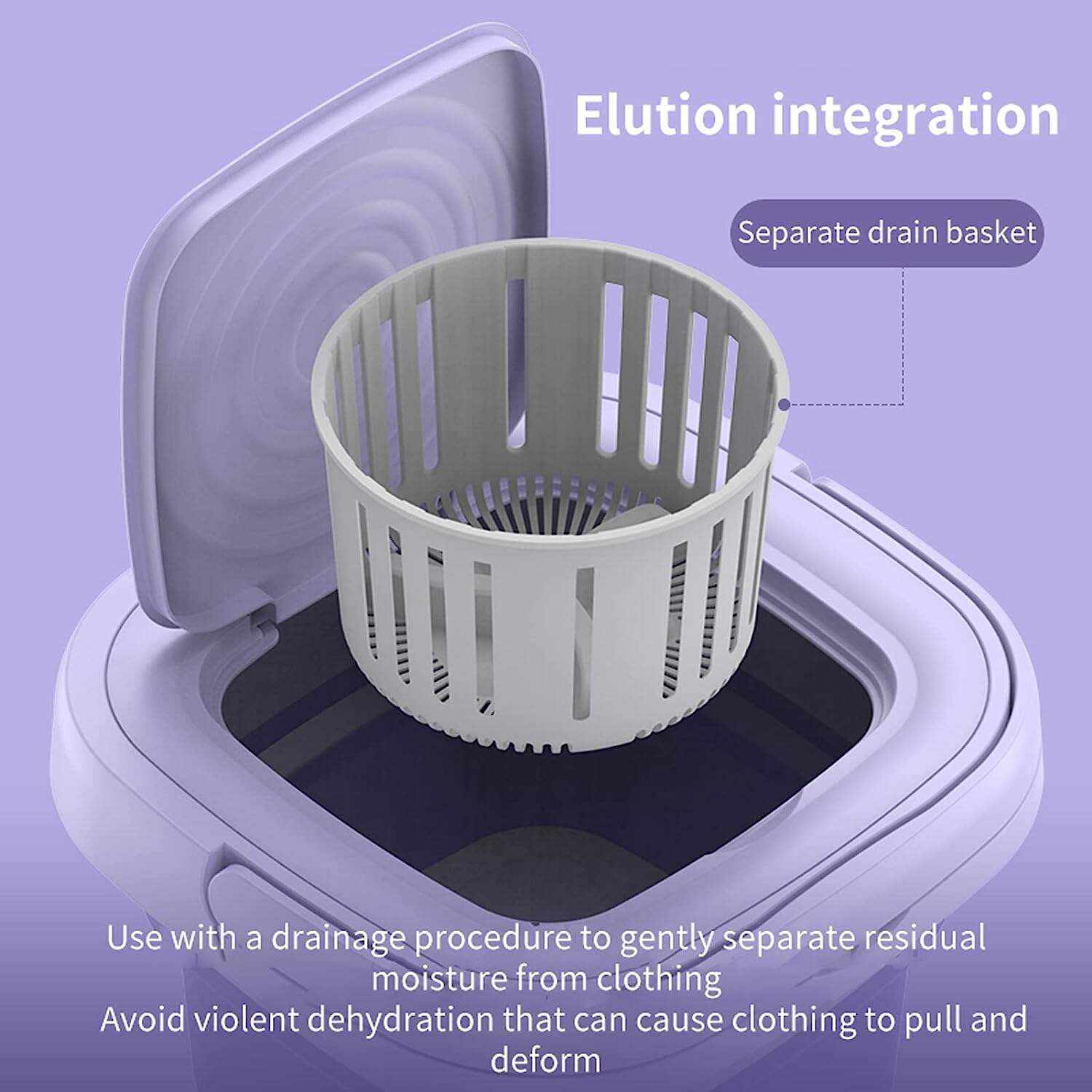 Portable Washing Machine, High Capacity Mini Washer with 3 Modes Deep Cleaning Half Automatic Washt, Foldable Washing Machine with Soft Spin Dry for Socks, Baby Clothes, Towels, Delicate Items (Purple)