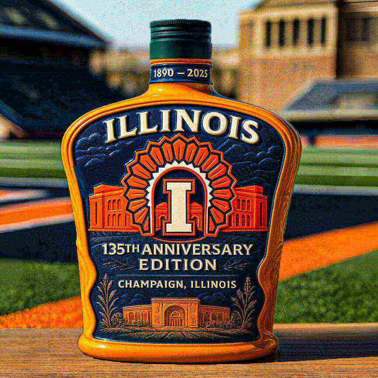 Illinois 135th Anniversary Whiskey Bottle