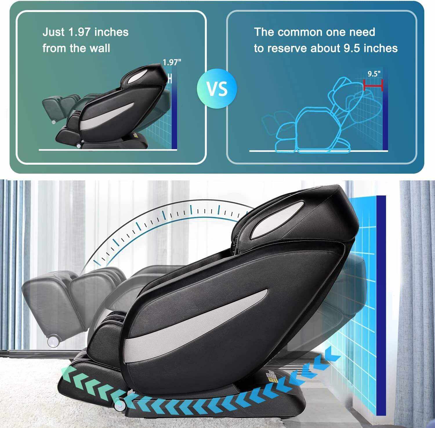 OWAYS Massage Chair,Zero Gravity SL Track Massage Chairs, Full Body Shiatsu Massage Chair Recliner with Space Saving, Auto Body Detection, Thai Stretching, Bluetooth Speaker, Heat, Foot Roller