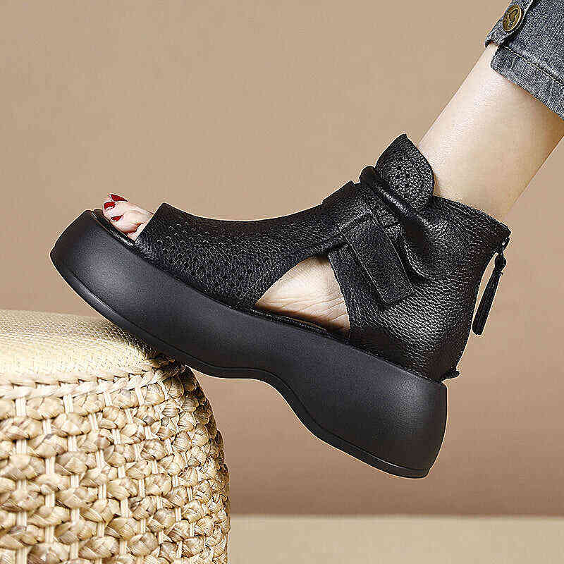 Velcro soft sole leather orthopedic Sandals