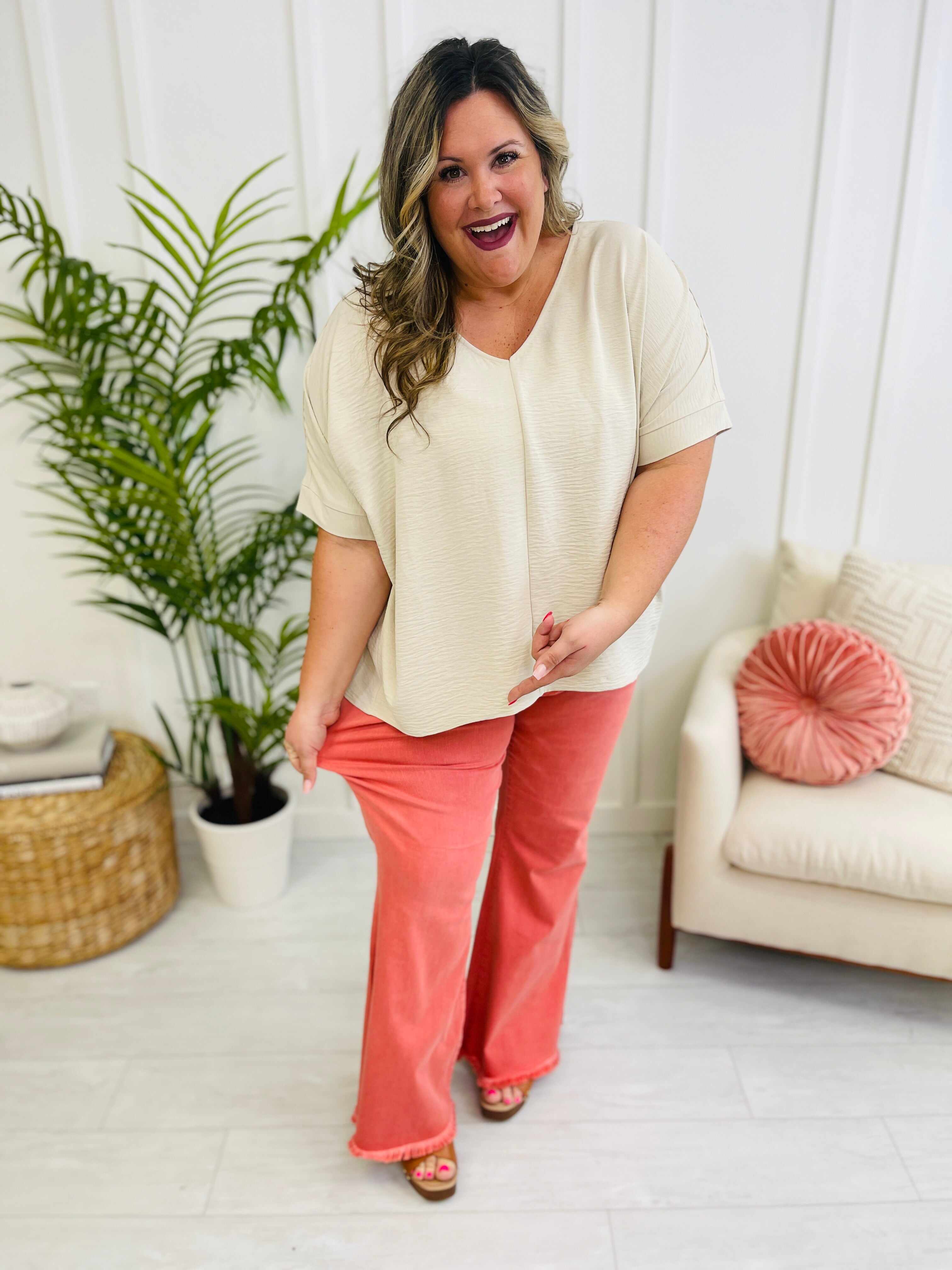 Risen REG/CURVY You're a Peach Flare Jeans