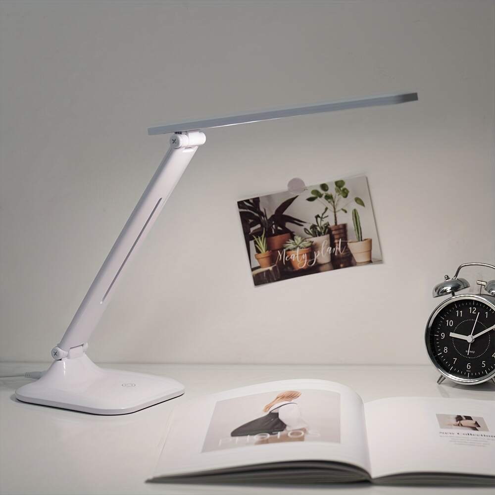 Modern LED Desk Lamp with Touch Control, USB Powered, Adjustable Brightness, Eye-Caring Anti-Blue Light, Polished Finish for Reading & Study, Ergonomic Design for Comfortable Use, Study Desk Lamp | Modern Desk Lamp | Plastic Construction