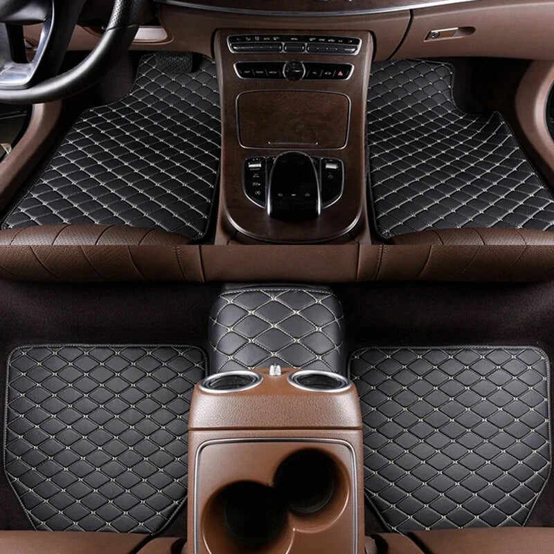 5-Piece Universal PU Leather Car Floor Mats - Waterproof Auto Interior Protection