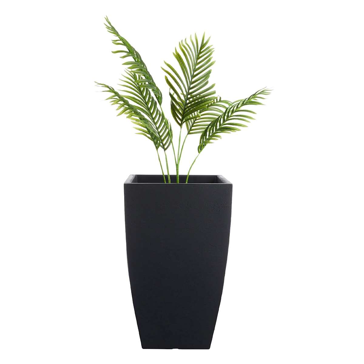 Japi All-Weather Black Lead Modern Square Outdoor Planter, Large