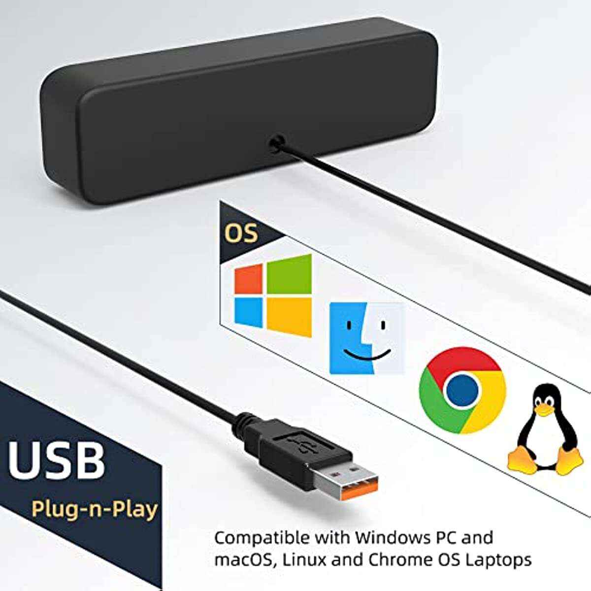 Upgrade Your Computer/Laptop Audio with this Portable Mini Sound Bar - Stereo Sound & Enhanced Bass for Windows PCs & Laptops!