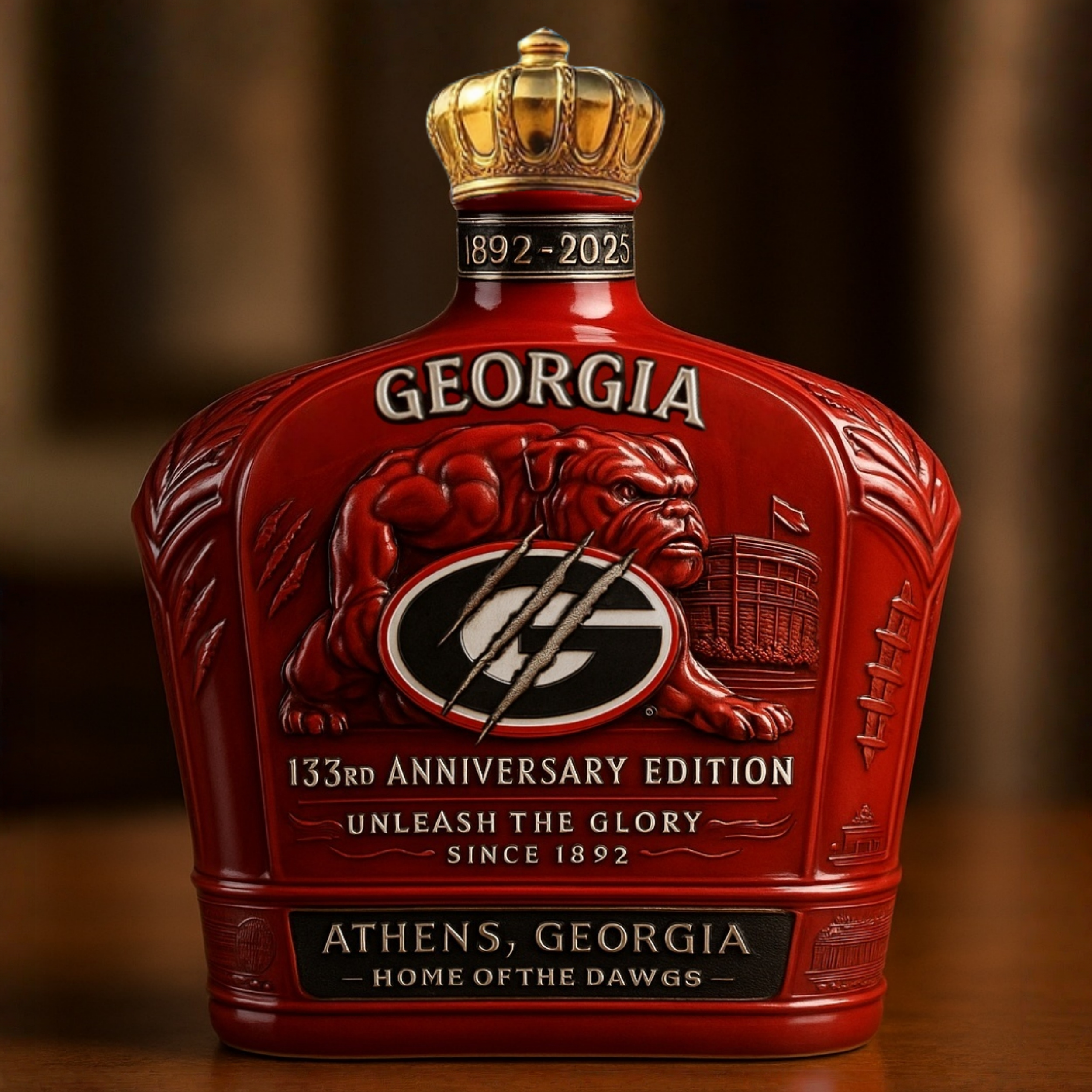 UGA Bulldogs 133rd Anniversary Whiskey Bottle