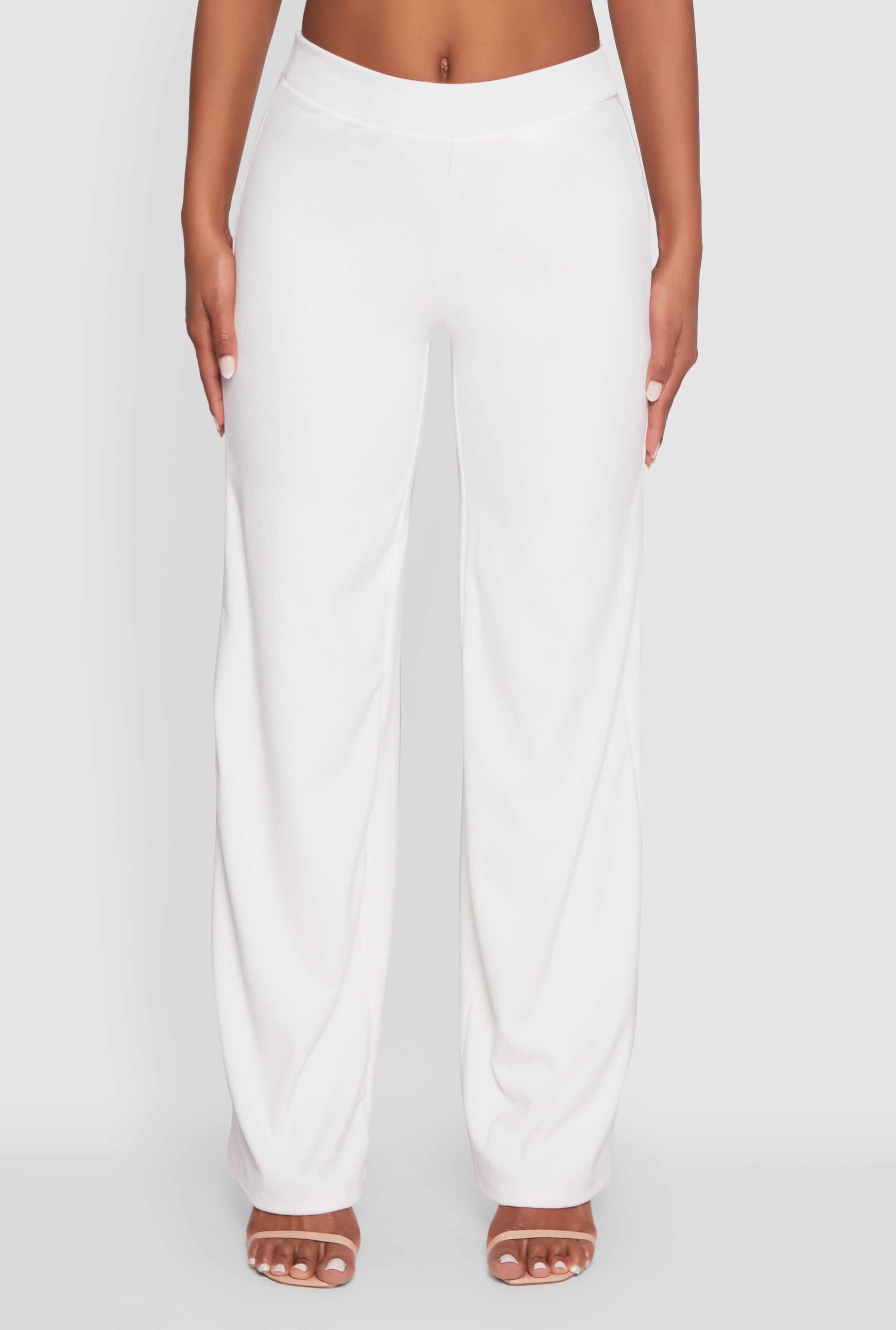 Brushed Knit Pull On Straight Leg Pants