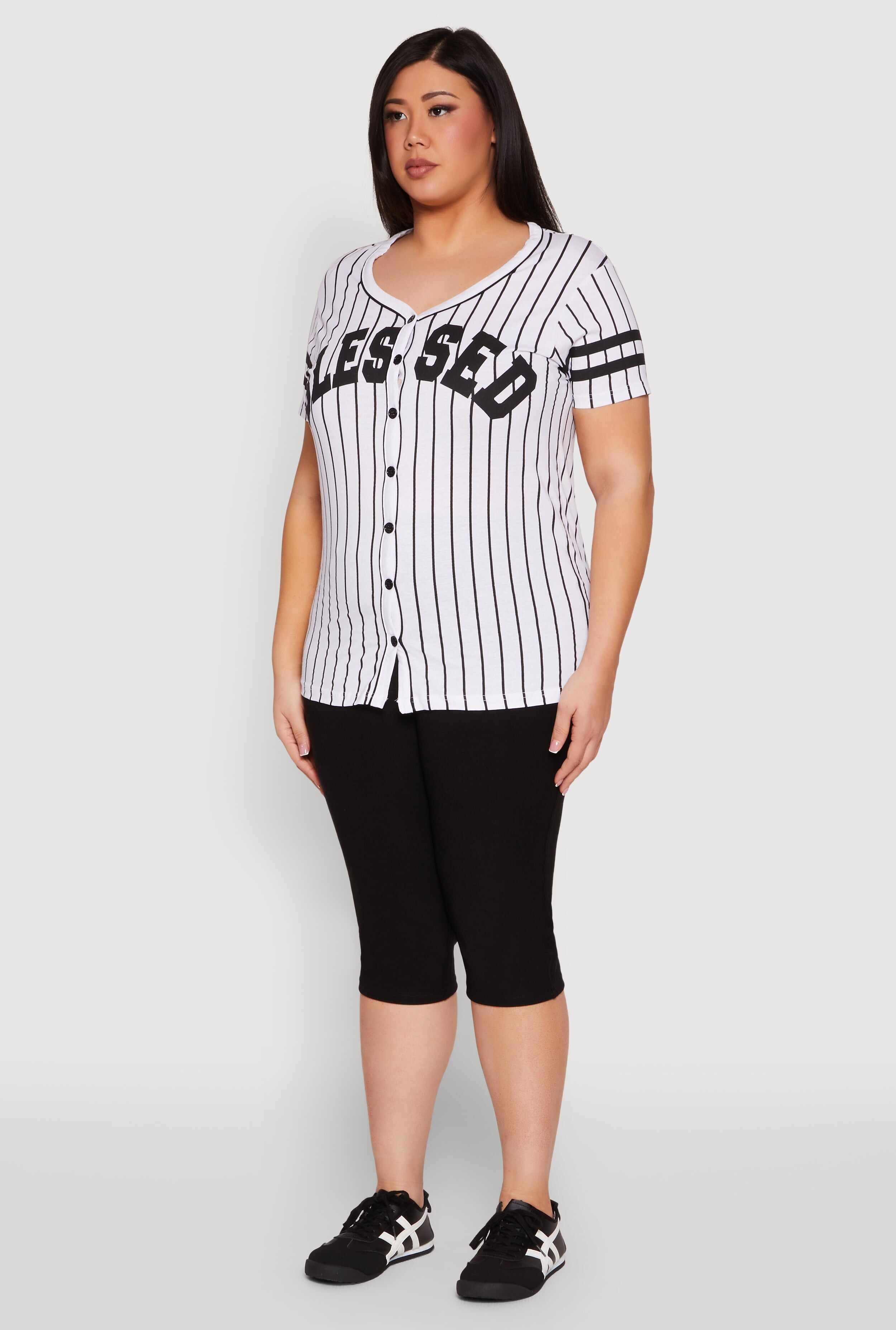 Plus Size Blessed 1 Graphic Baseball Shirt