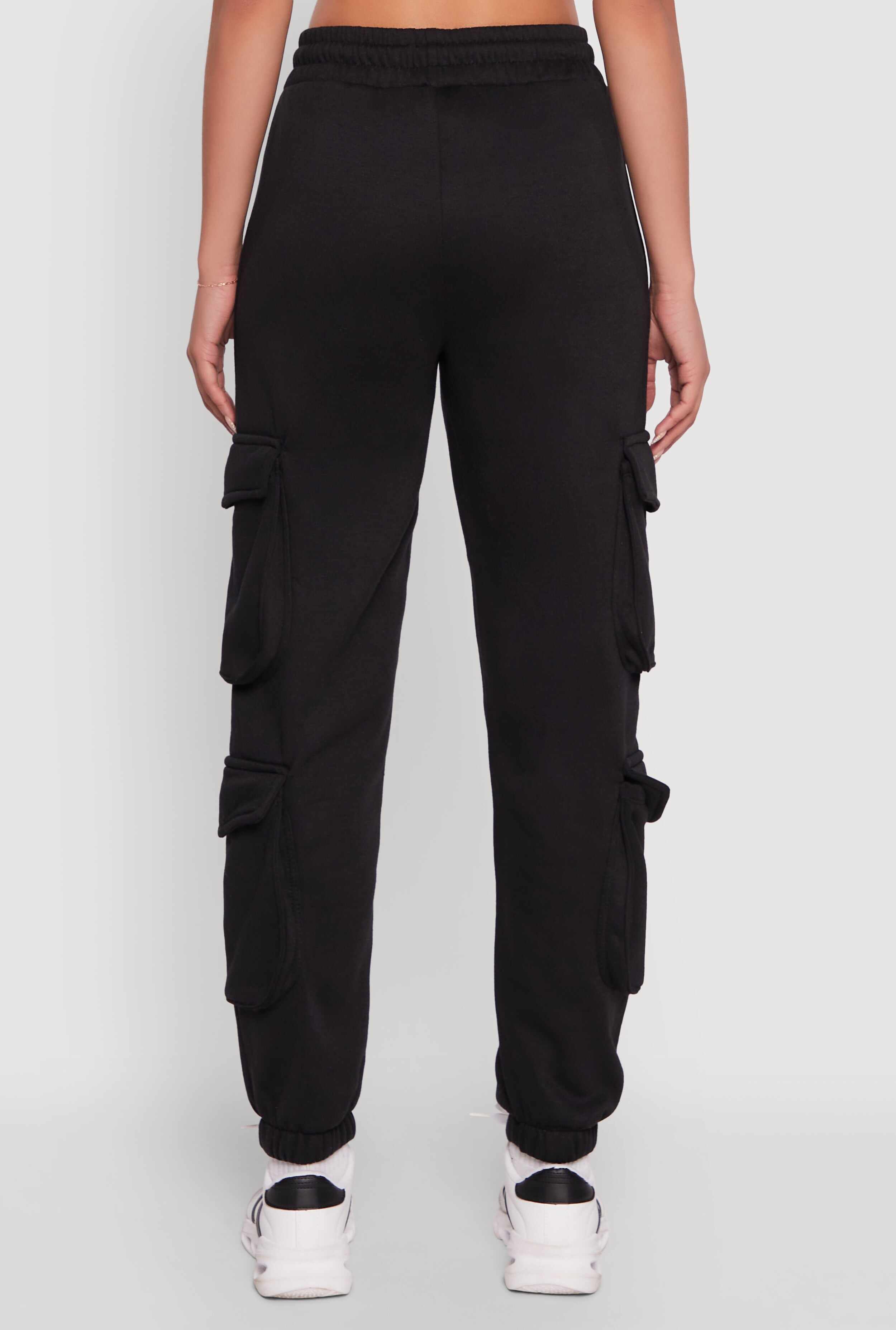 Fleece Drawstring Waist Cargo Joggers