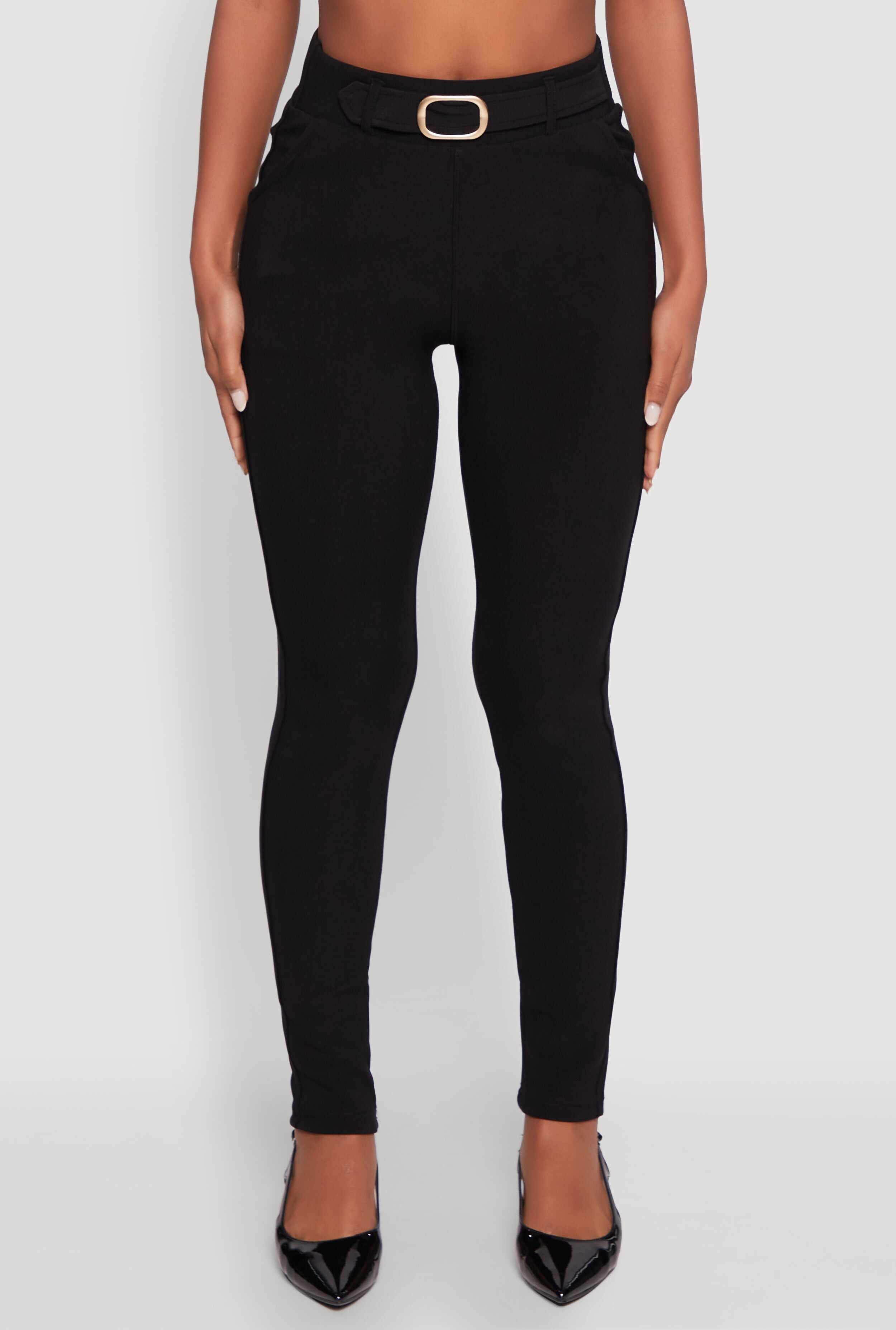 Body Contour Belted Front Pants